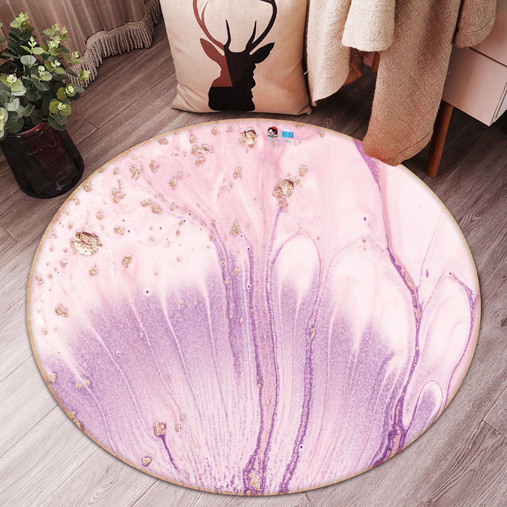 3D Pink Flower 2873 Round Non Slip Rug Mat Mat AJ Creativity Home