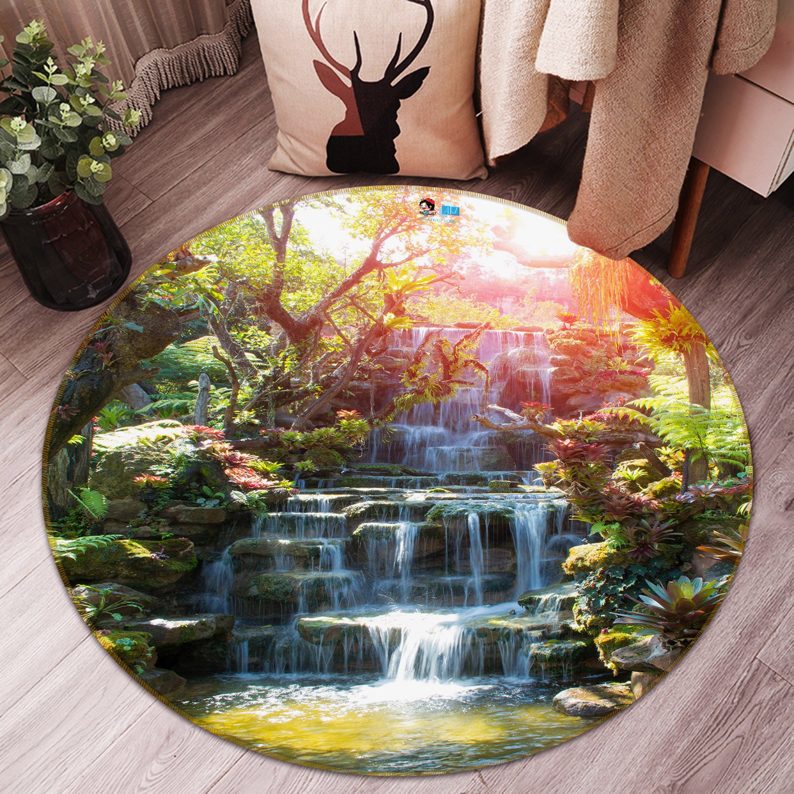 3D Mountain 69117 Round Non Slip Rug Mat