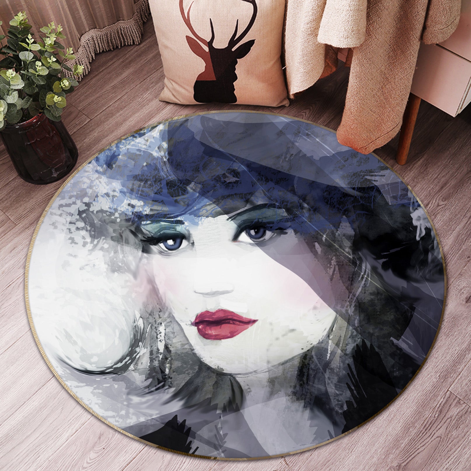 3D Beauty 36214 Round Non Slip Rug Mat