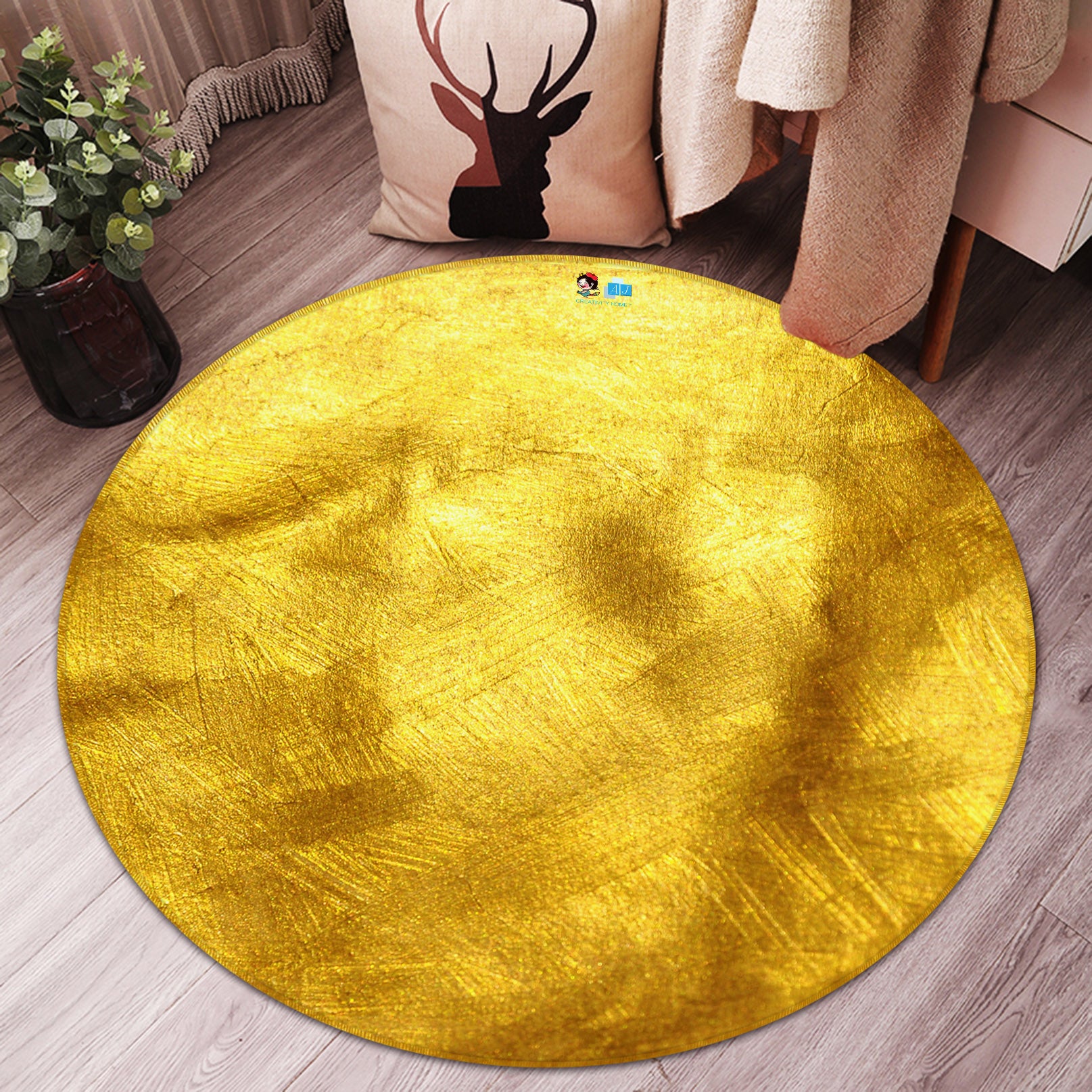 3D Golden 69149 Round Non Slip Rug Mat
