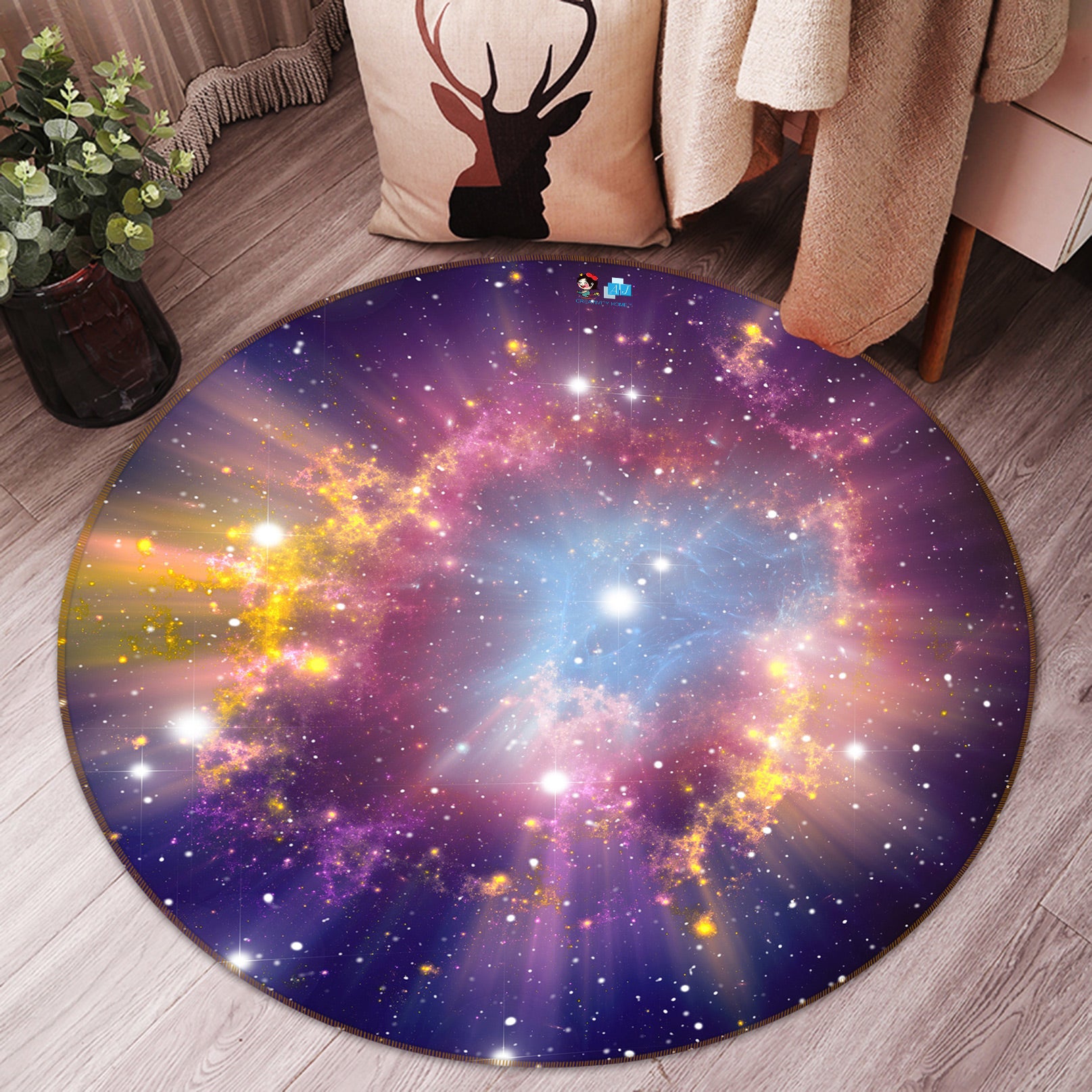 3D Color Starry Sky 80246 Round Non Slip Rug Mat