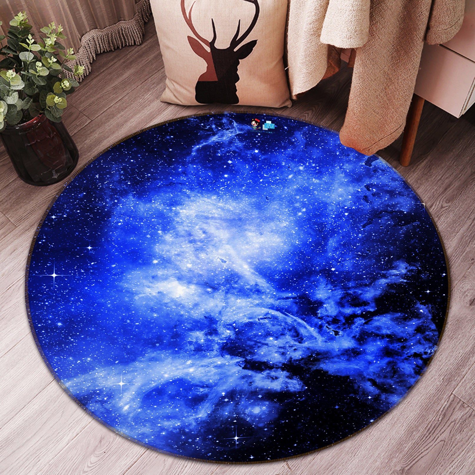3D Starry Sky 69176 Round Non Slip Rug Mat