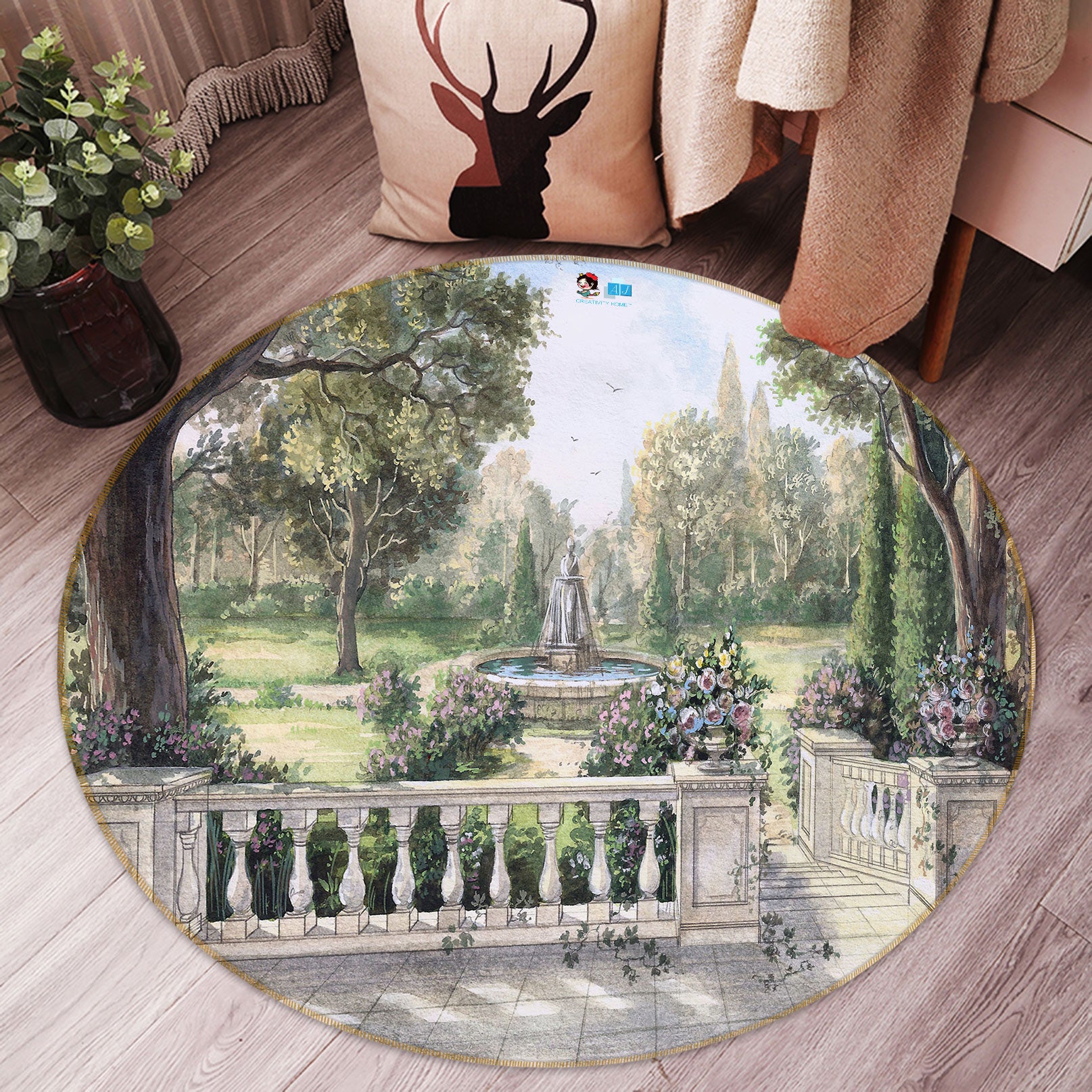 3D Garden 72176 Round Non Slip Rug Mat