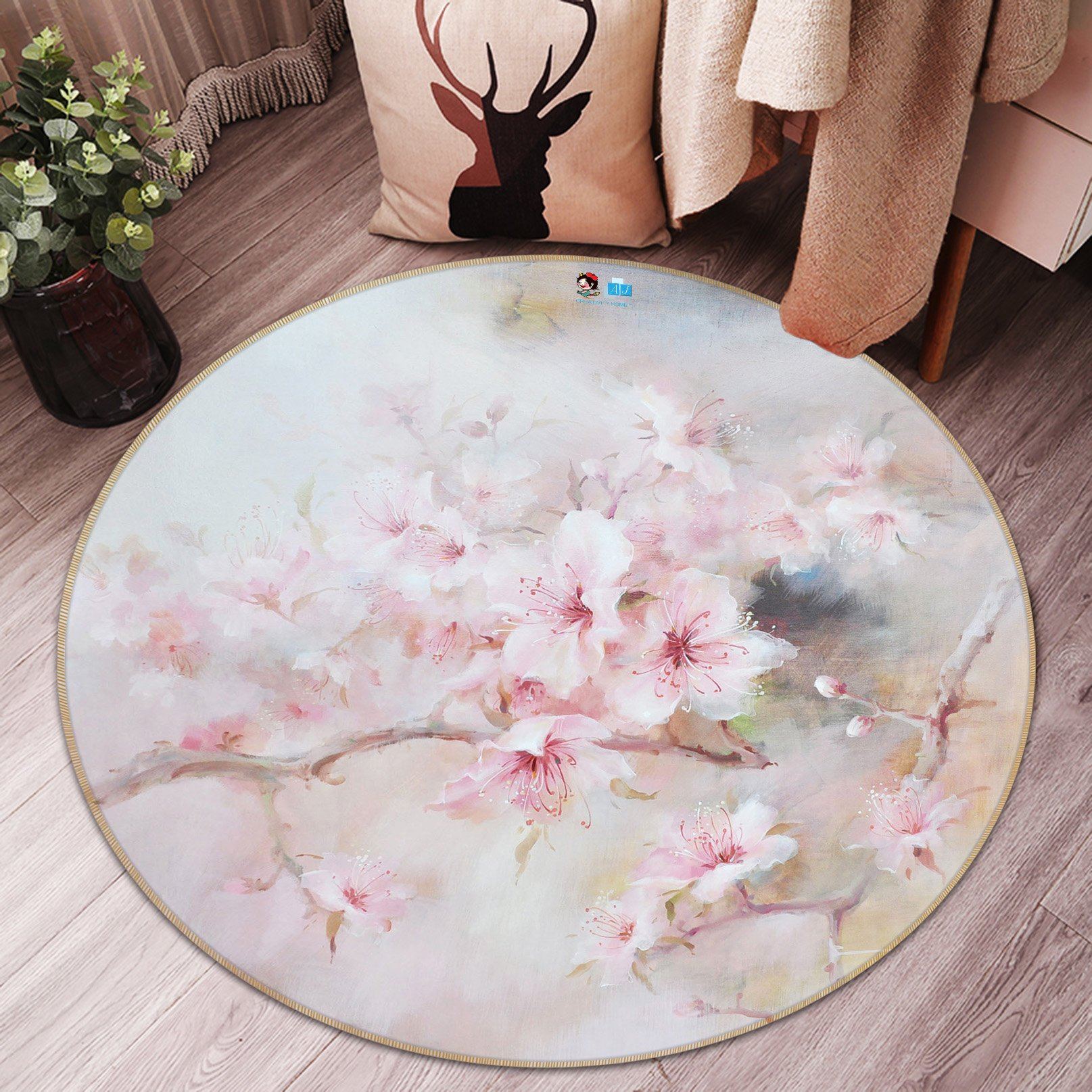 3D Beautiful Peach 082 Round Non Slip Rug Mat Mat AJ Creativity Home