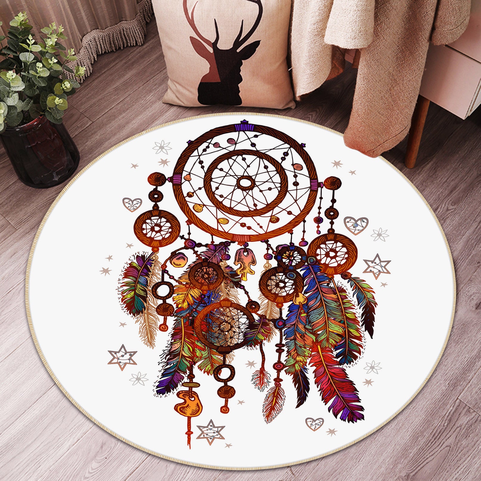 3D Dreamcatcher 29075 Round Non Slip Rug Mat