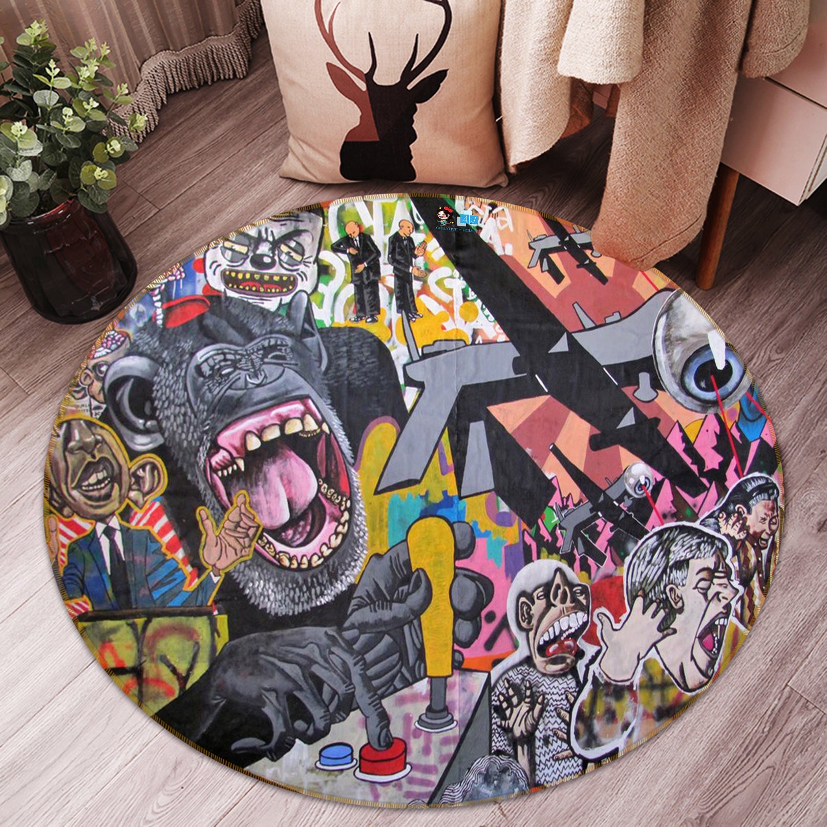 3D Orangutan 72280 Round Non Slip Rug Mat