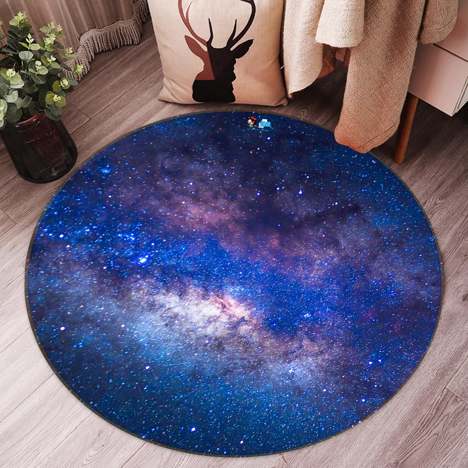 3D Starry Sky 81211 Round Non Slip Rug Mat