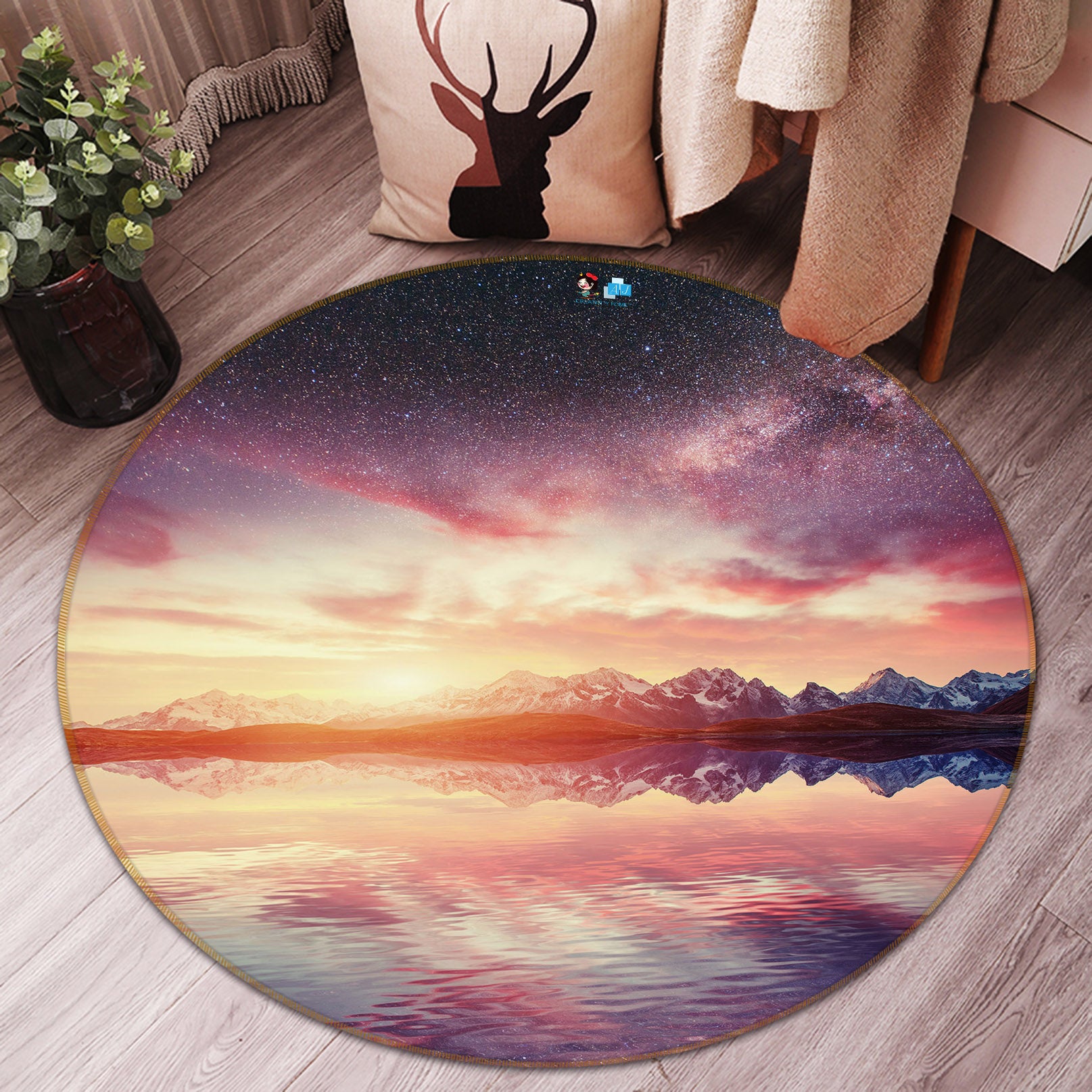 3D Sky Reflection 69213 Round Non Slip Rug Mat