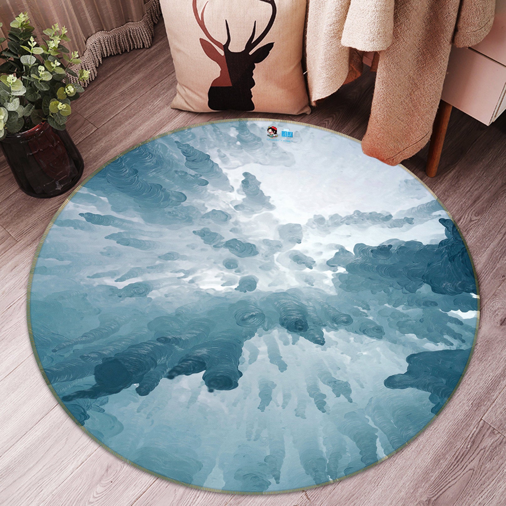 3D Glacier 80244 Round Non Slip Rug Mat