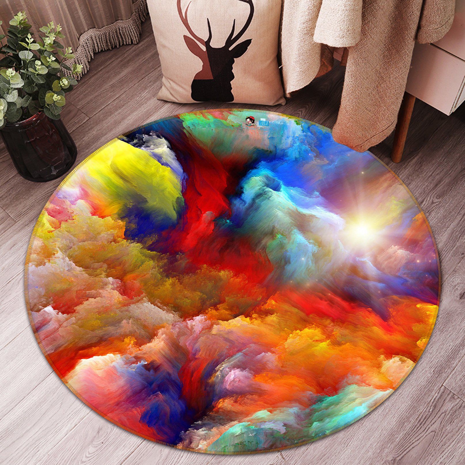 3D Color Cloud 090 Round Non Slip Rug Mat Mat AJ Creativity Home