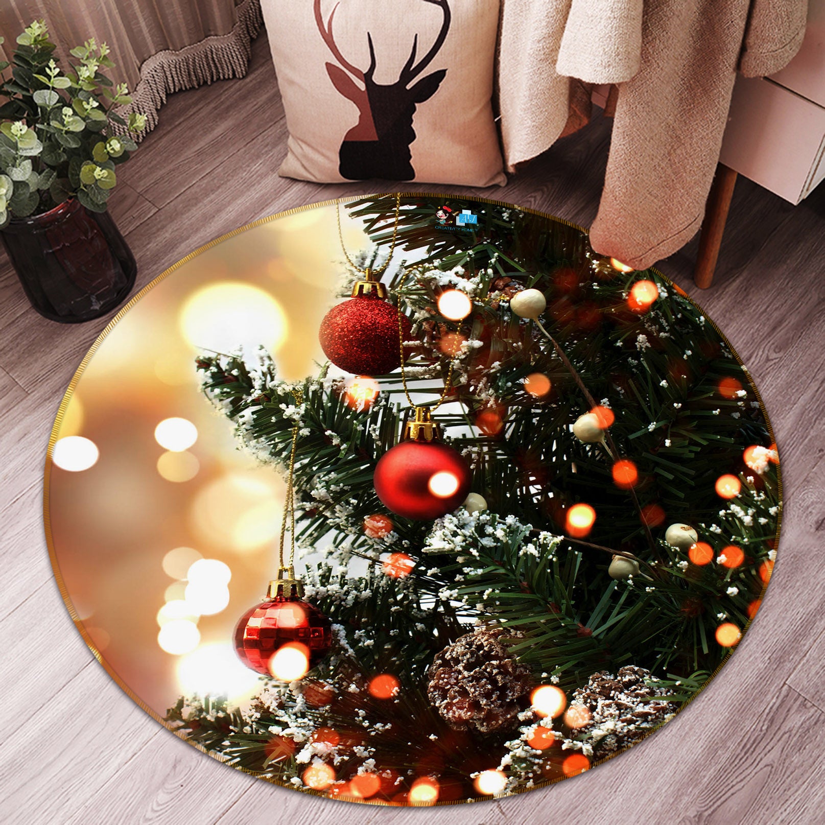 3D Tree 75108 Round Non Slip Rug Mat