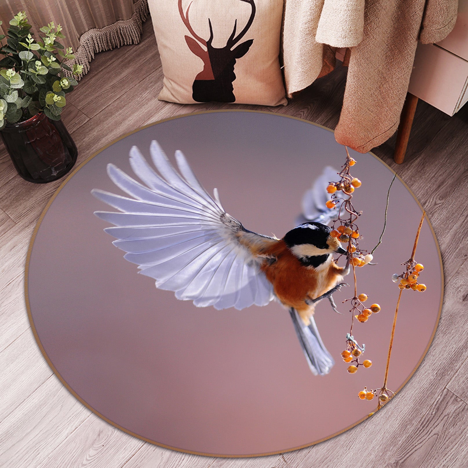 3D Bird 81279 Animal Round Non Slip Rug Mat