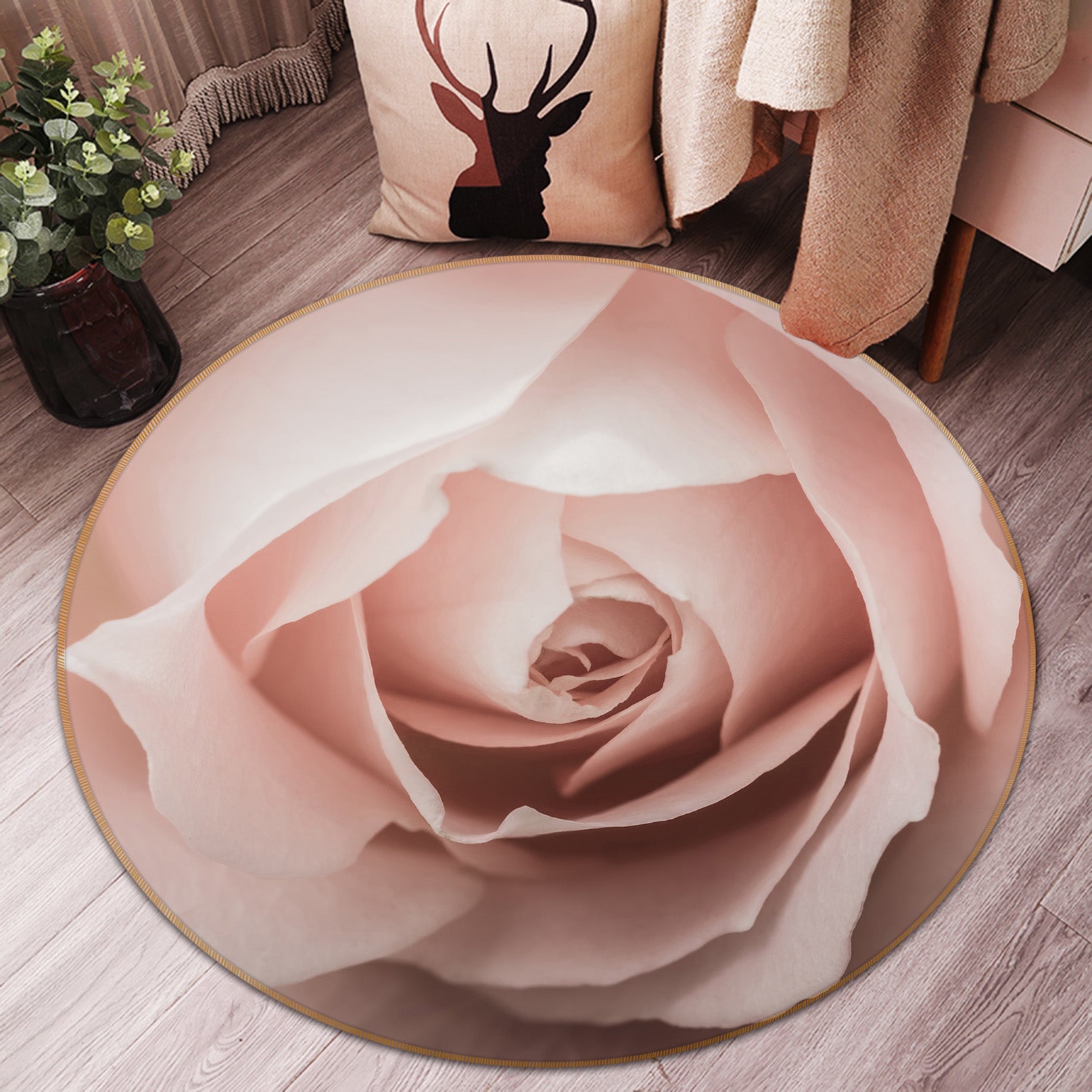 3D Flowers 71194 Round Non Slip Rug Mat