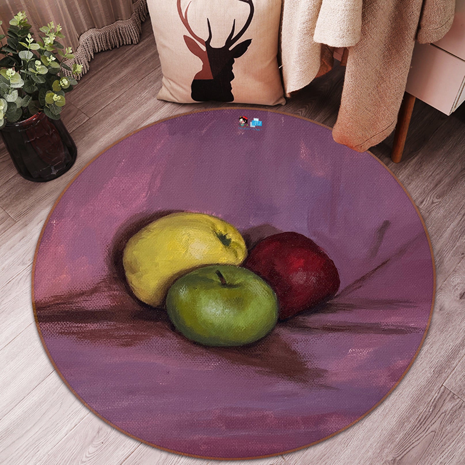 3D Fruit 9743 Marina Zotova Rug Round Non Slip Rug Mat
