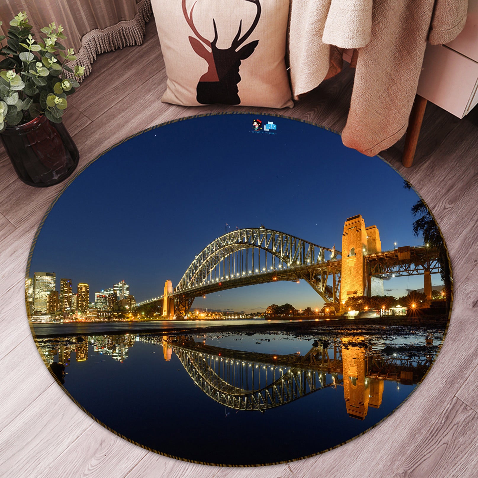 3D Bridge 72190 Round Non Slip Rug Mat