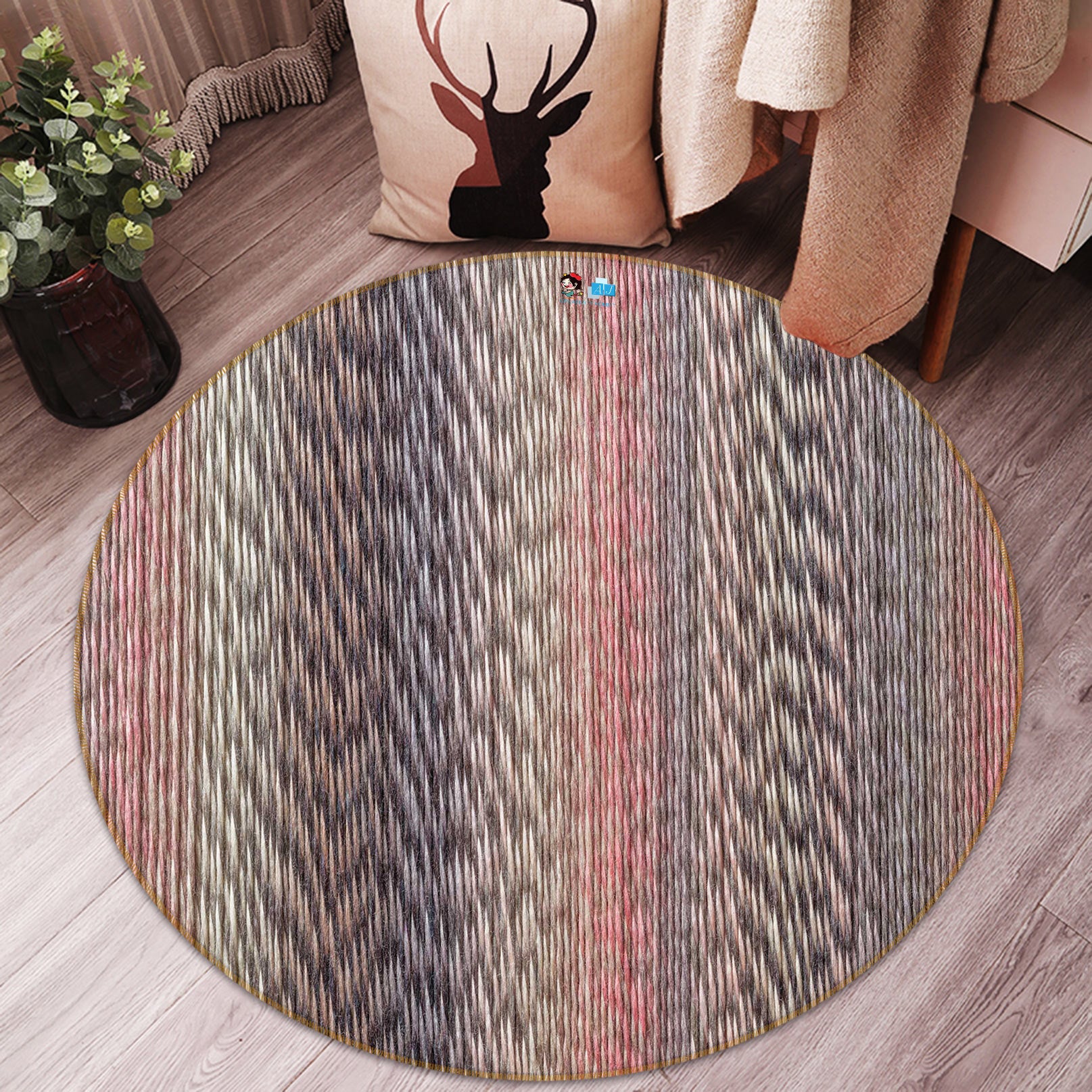 3D Color Texture 7578 Assaf Frank Rug Round Non Slip Rug Mat