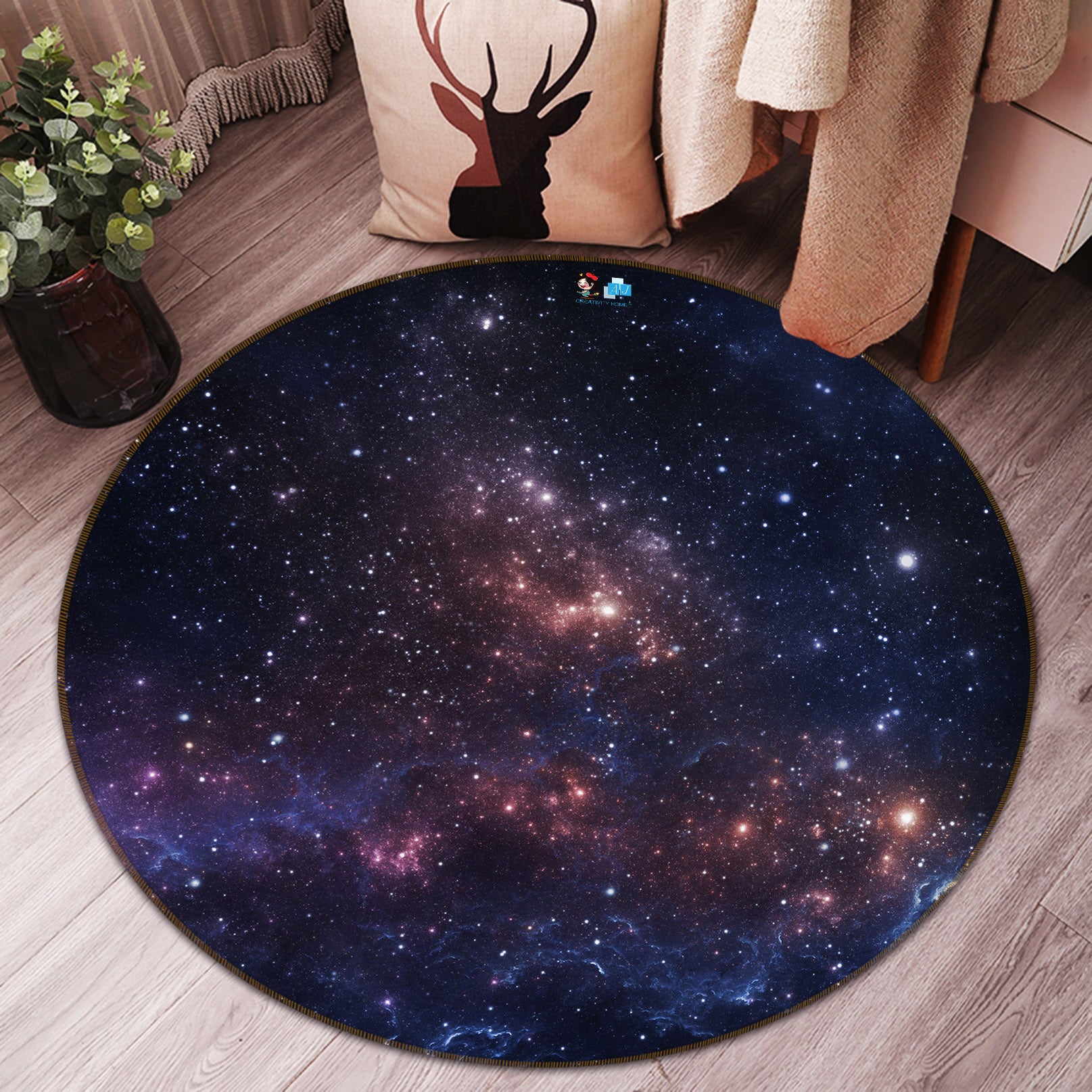 3D Starry Sky 74090 Round Non Slip Rug Mat
