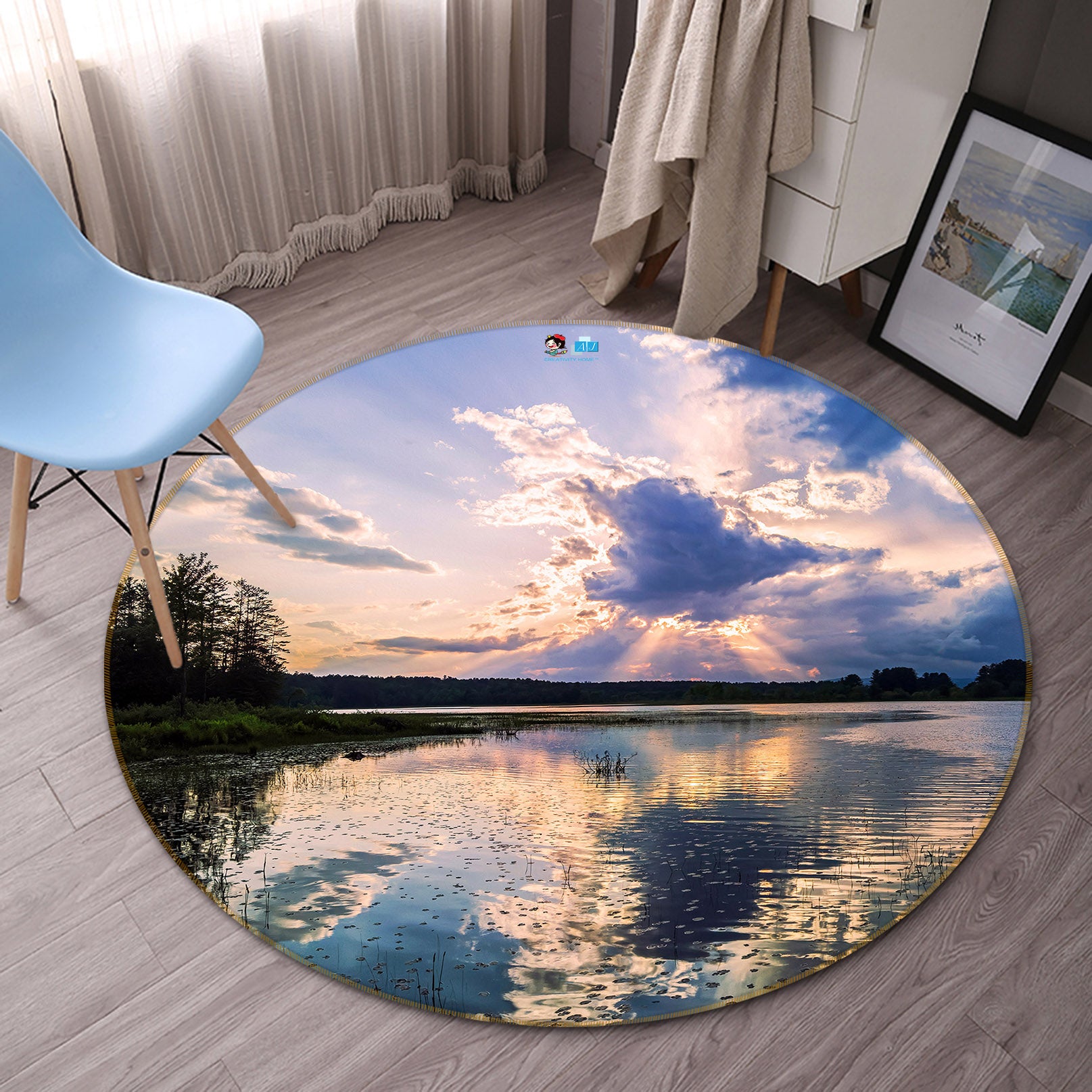 3D Reflecting Sunset 85143 Jerry LoFaro Rug Round Non Slip Rug Mat