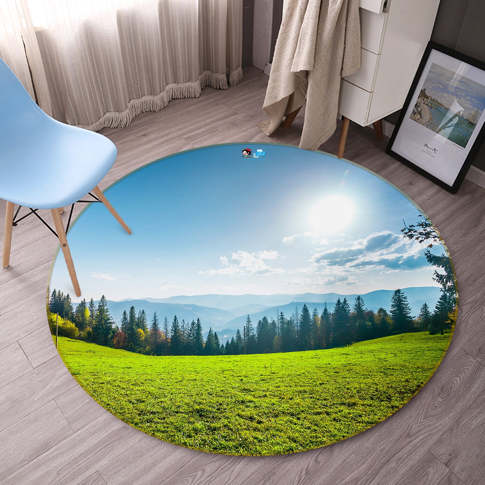 3D Grass Tree 75083 Round Non Slip Rug Mat