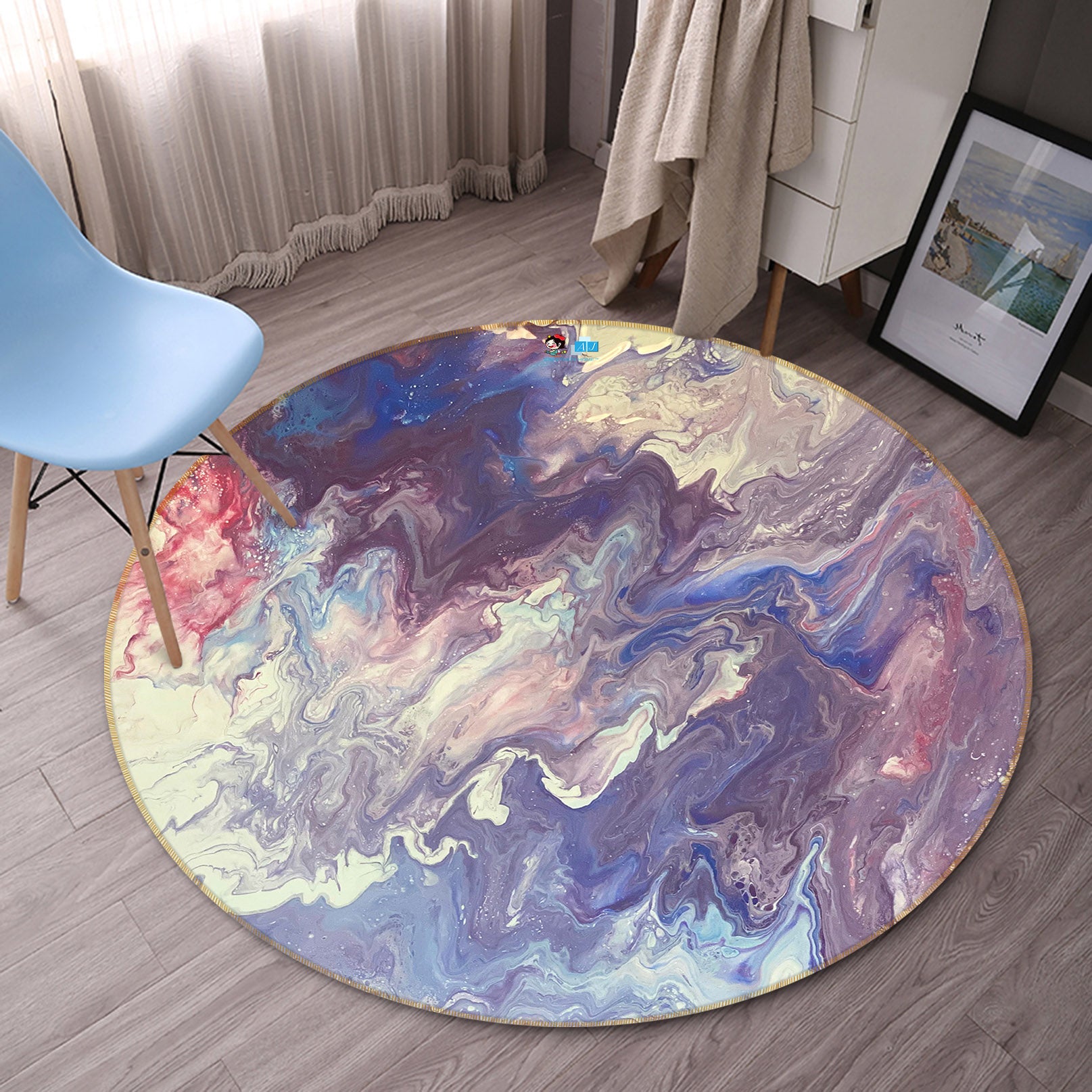 3D Colour Pattern 40010 Valerie Latrice Rug Round Non Slip Rug Mat