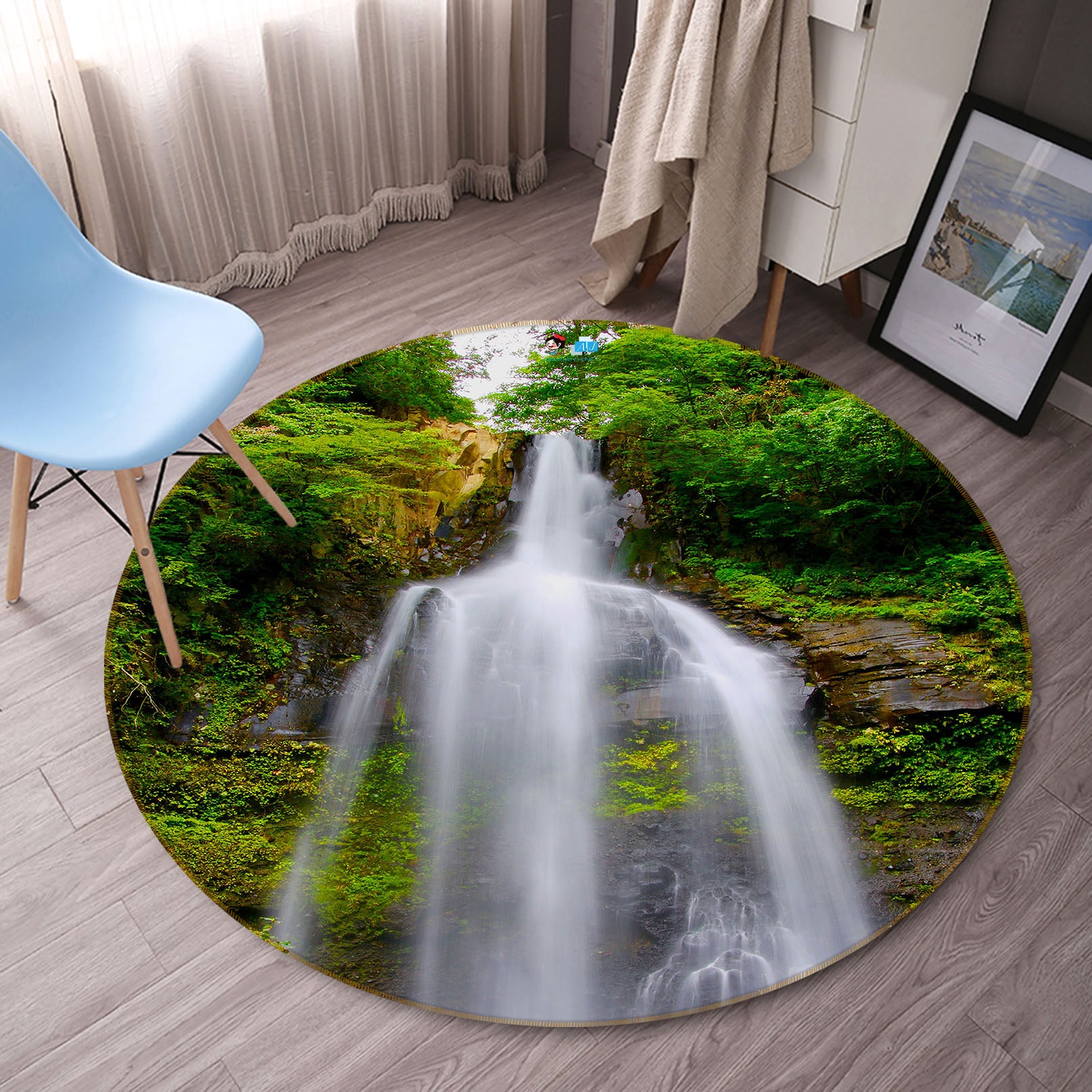 3D Mountains 69112 Round Non Slip Rug Mat