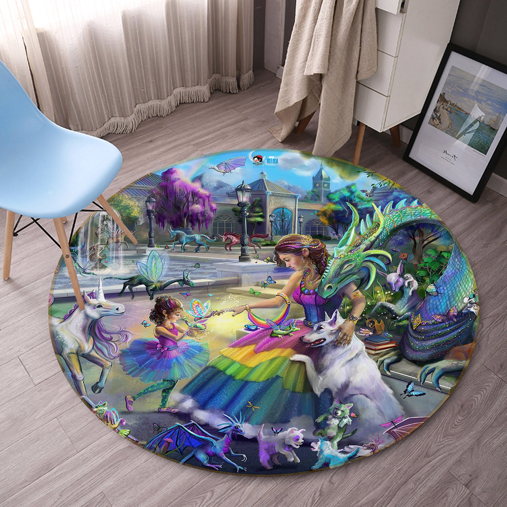 3D Dinosaur World 83161 Rose Catherine Khan Rug Round Non Slip Rug Mat