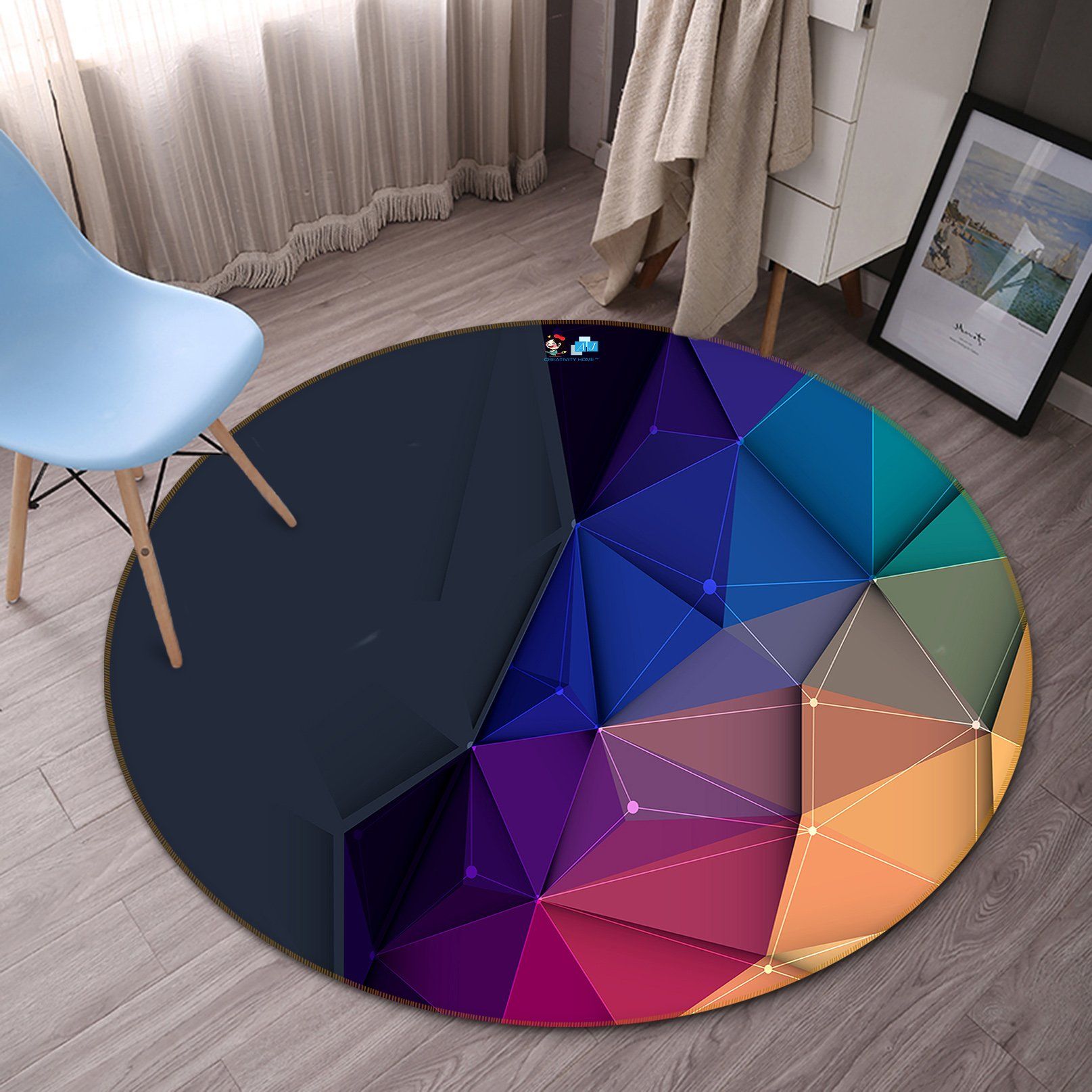 3D Colored Diamond 937 Round Non Slip Rug Mat Mat AJ Creativity Home