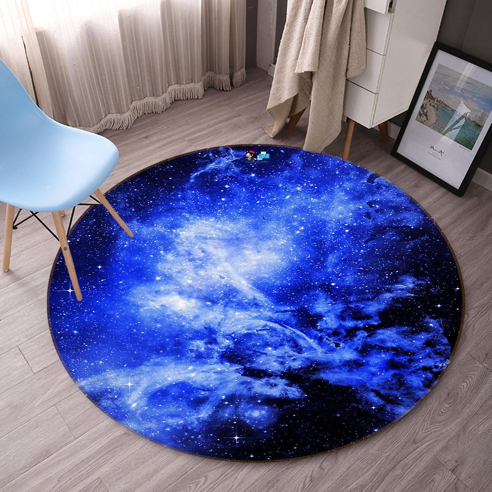 3D Starry Sky 69176 Round Non Slip Rug Mat