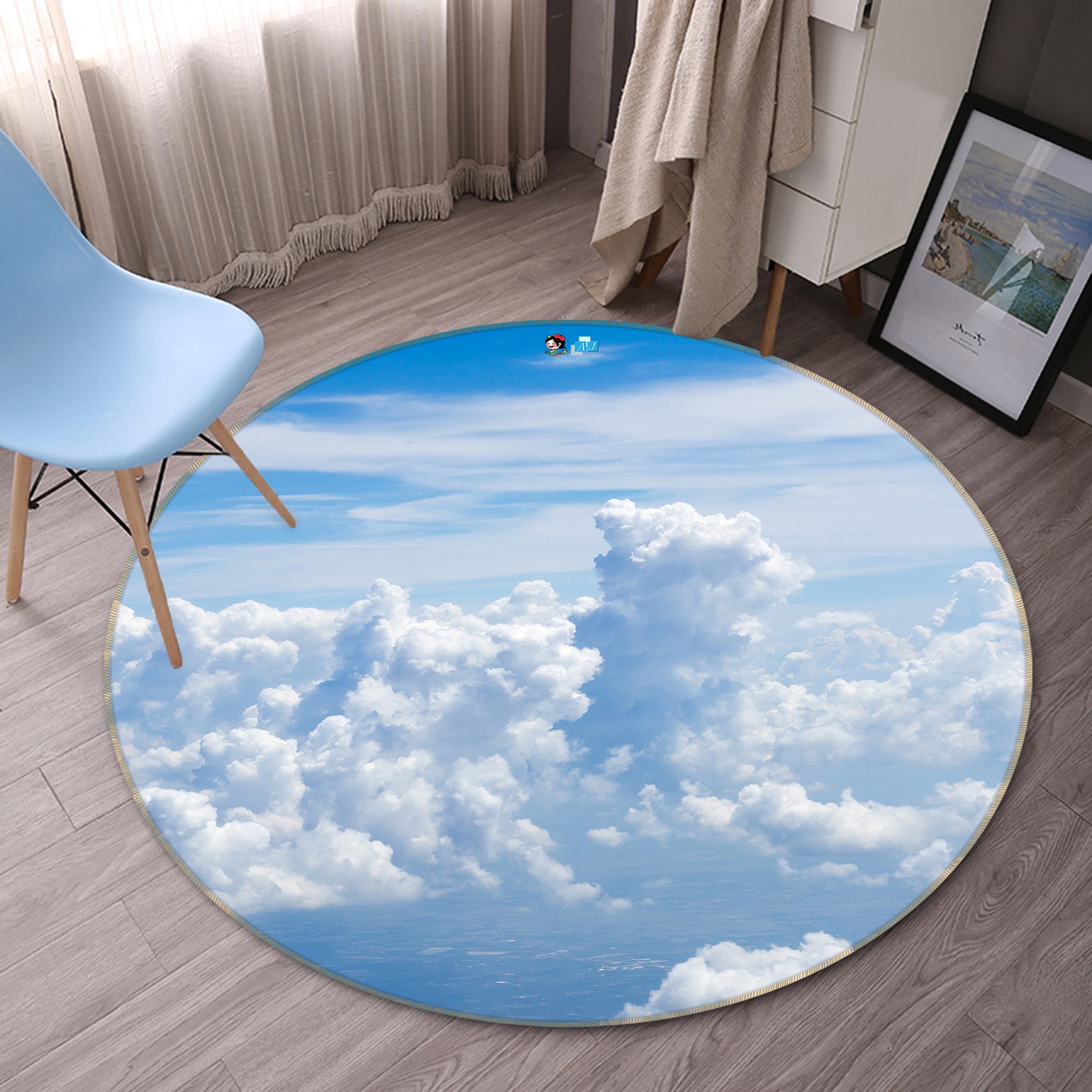3D Clouds 81057 Round Non Slip Rug Mat