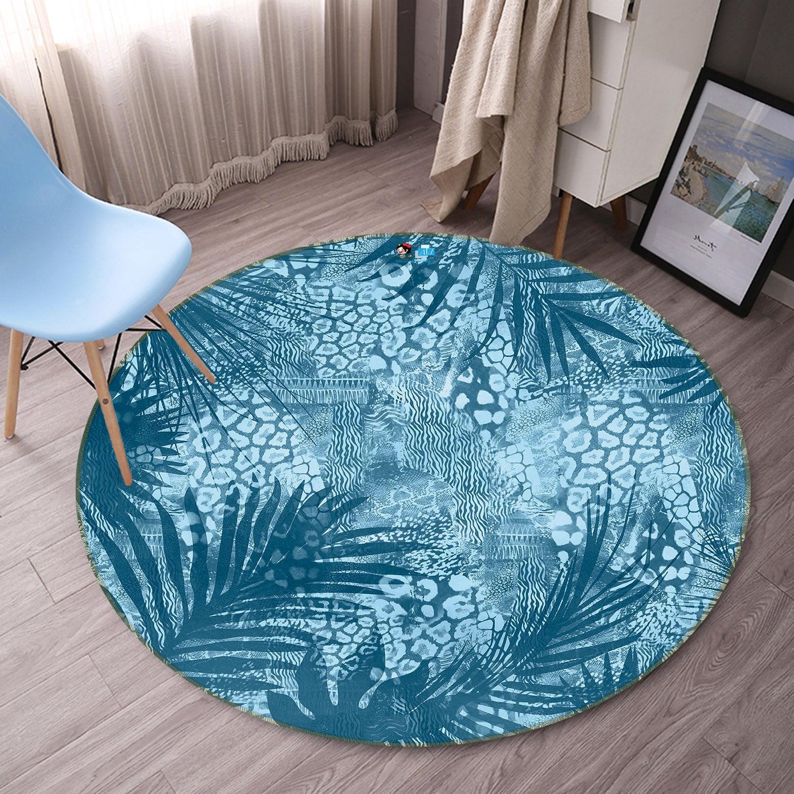 3D Leaves 83052 Andrea haase Rug Round Non Slip Rug Mat