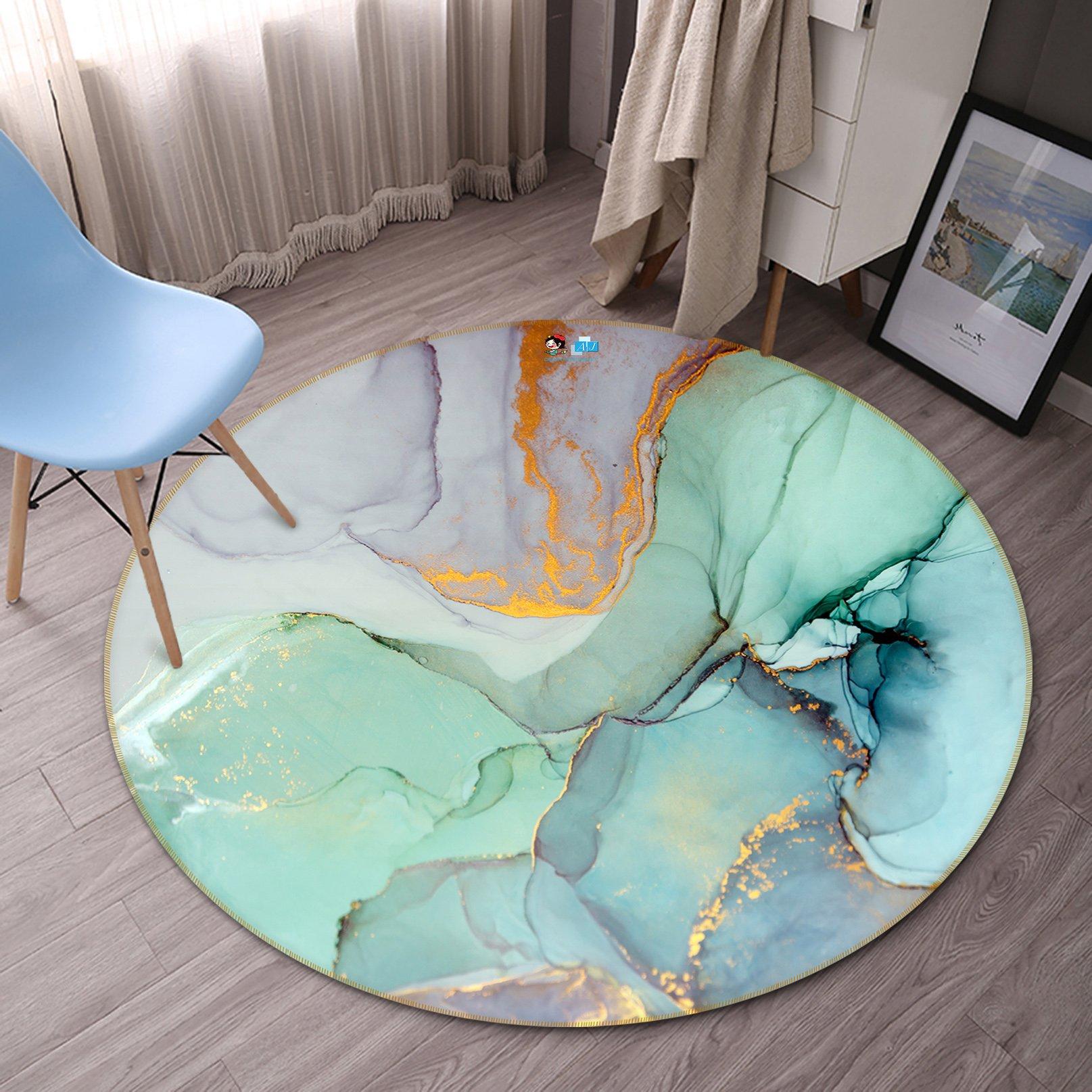 3D Green And Purple Marble 373 Round Non Slip Rug Mat Mat AJ Creativity Home