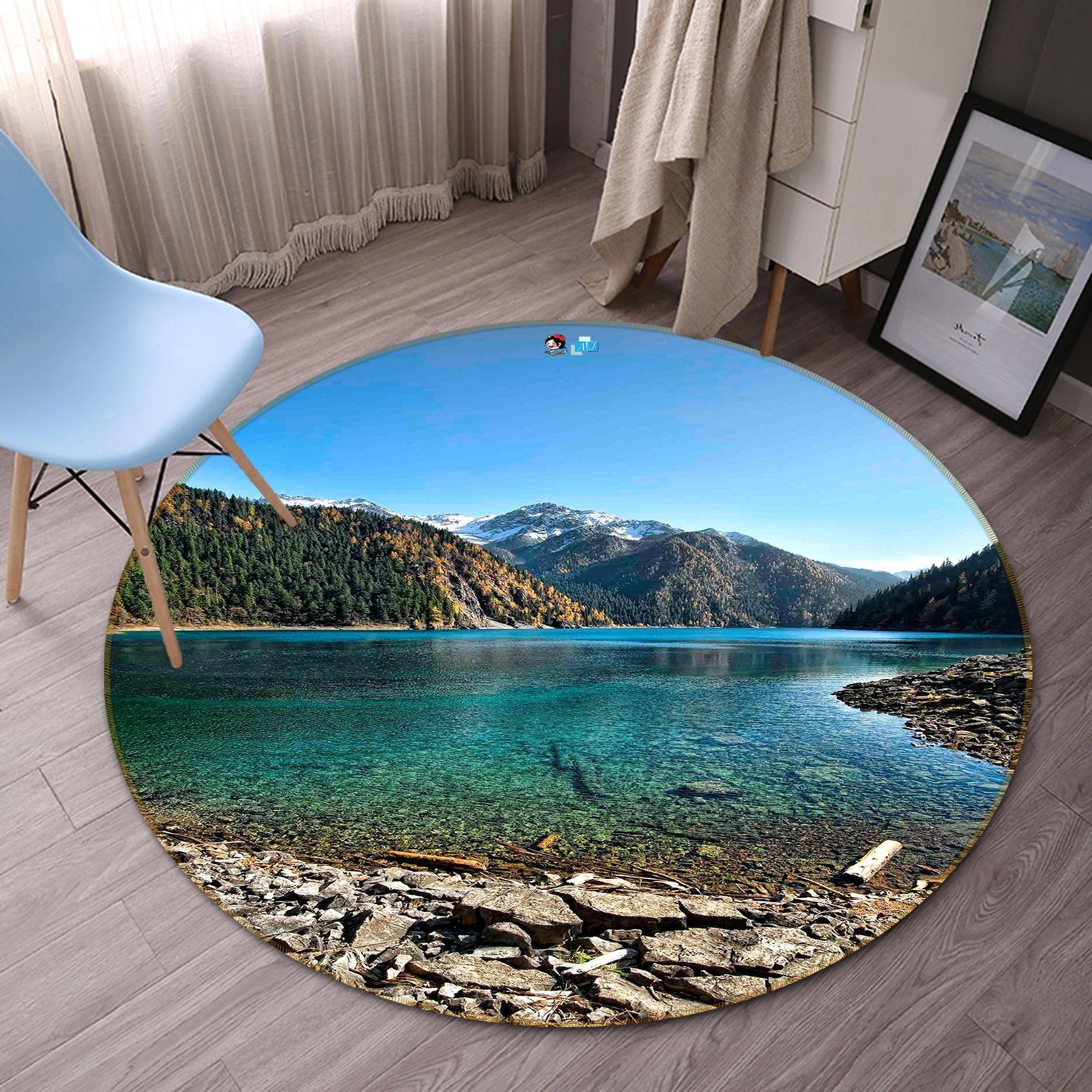 3D Peaceful Lake 21 Round Non Slip Rug Mat Mat AJ Creativity Home
