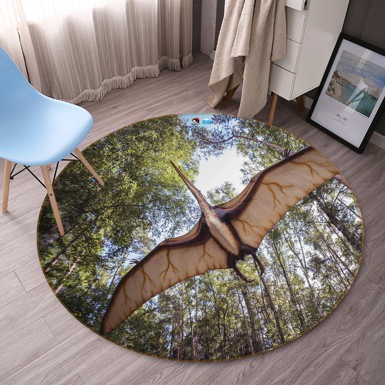 3D Fly Dinosaur 82021 Animal Round Non Slip Rug Mat