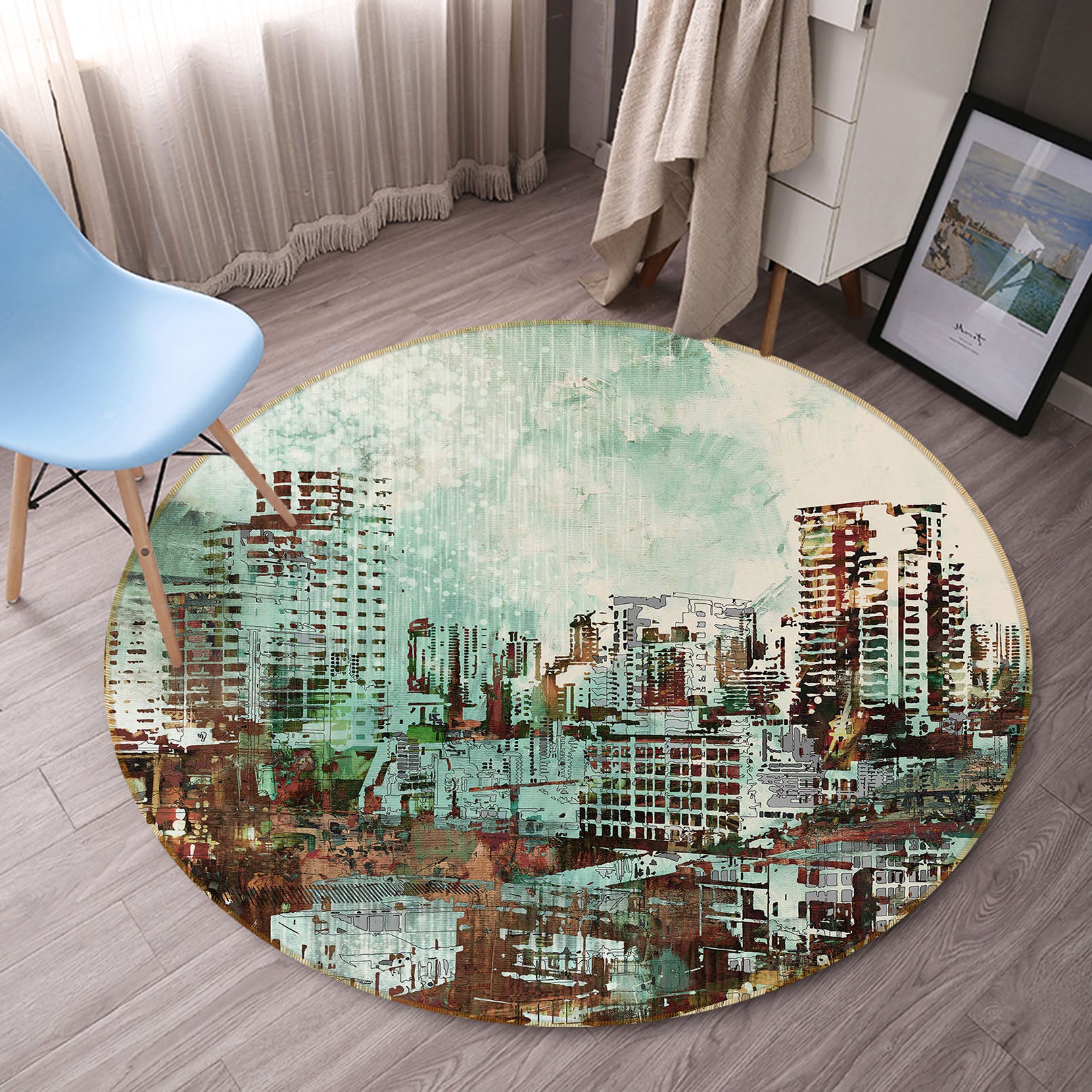 3D Building 36239 Round Non Slip Rug Mat