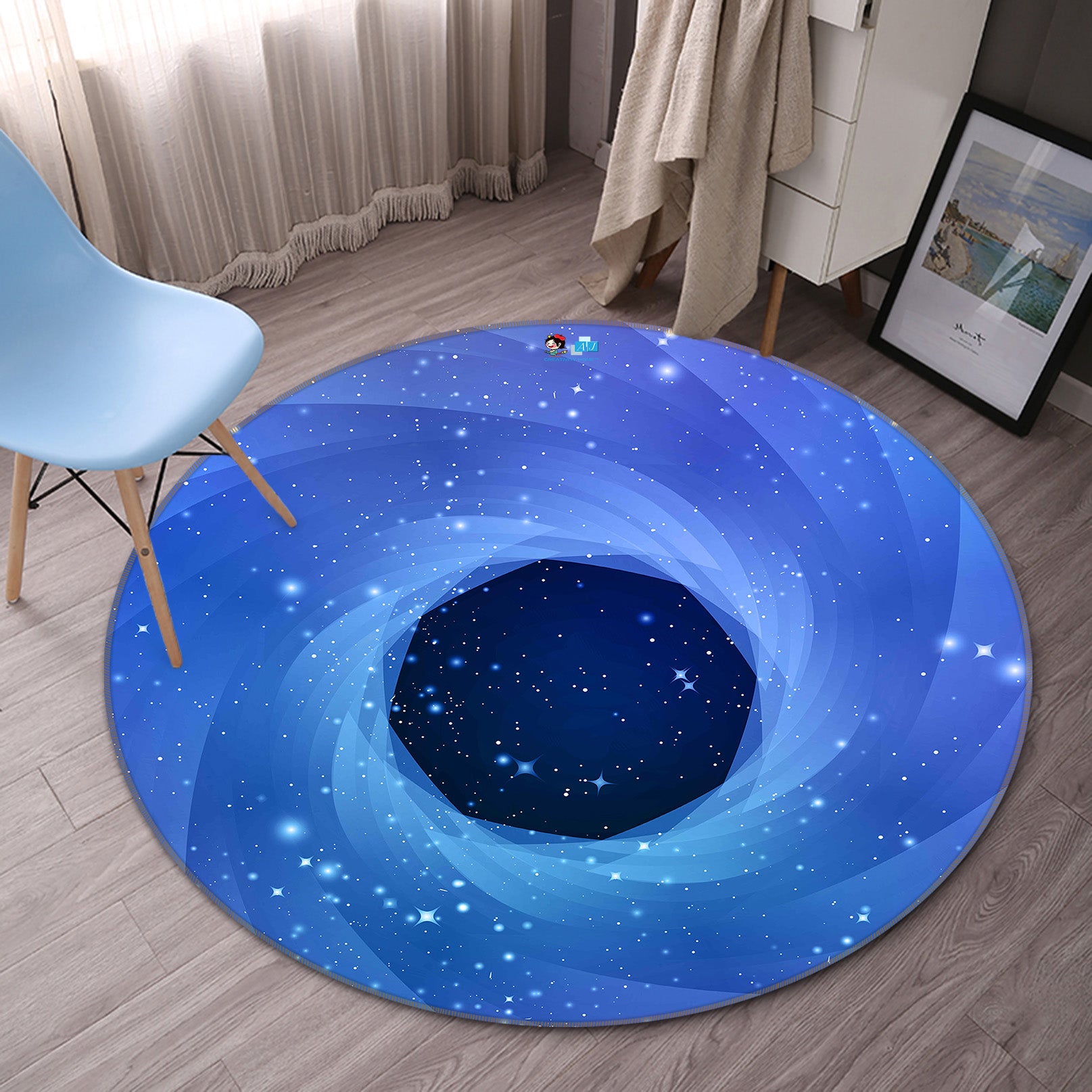 3D Vortex Hole 72112 Round Non Slip Rug Mat