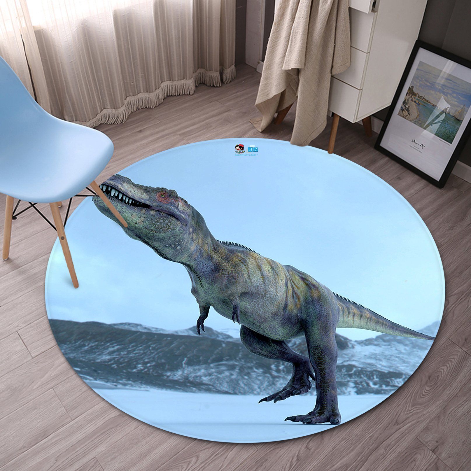 3D Dinosaur 8452 Round Non Slip Rug Mat Mat AJ Creativity Home