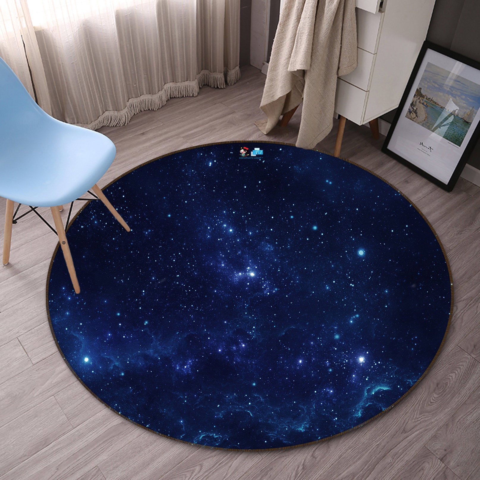 3D Starry Sky 72292 Round Non Slip Rug Mat