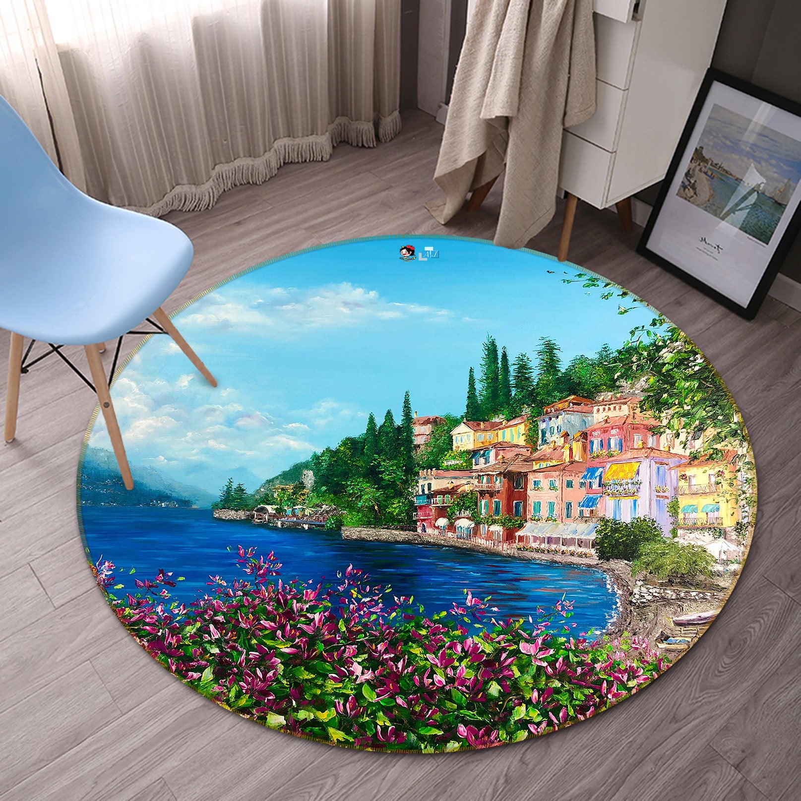 3D Sea Color House 790 Skromova Marina Rug Round Non Slip Rug Mat