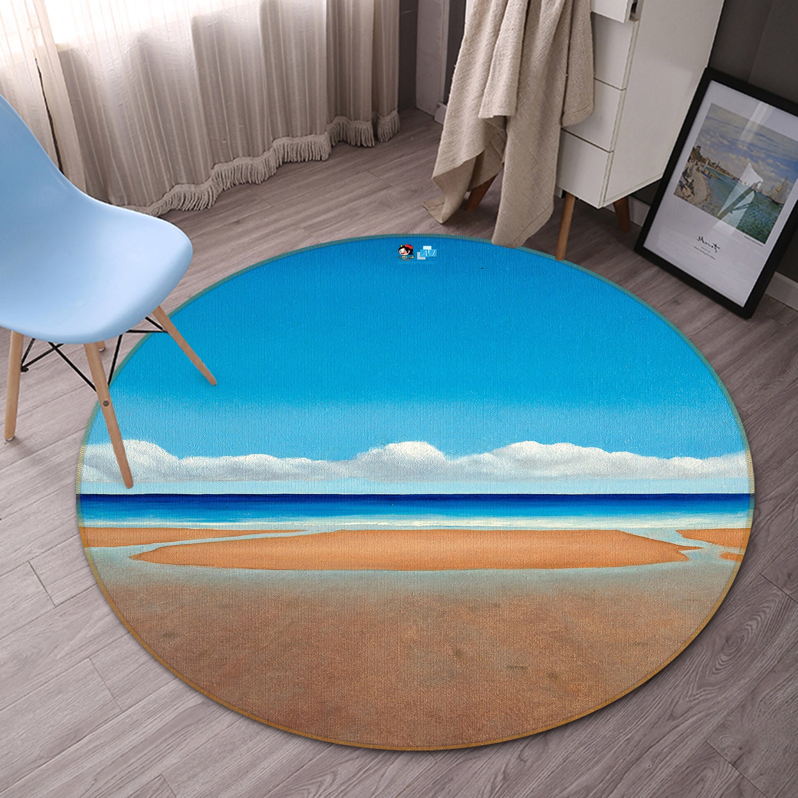 3D Beach 11097 Matthew Holden Bates Rug Round Non Slip Rug Mat