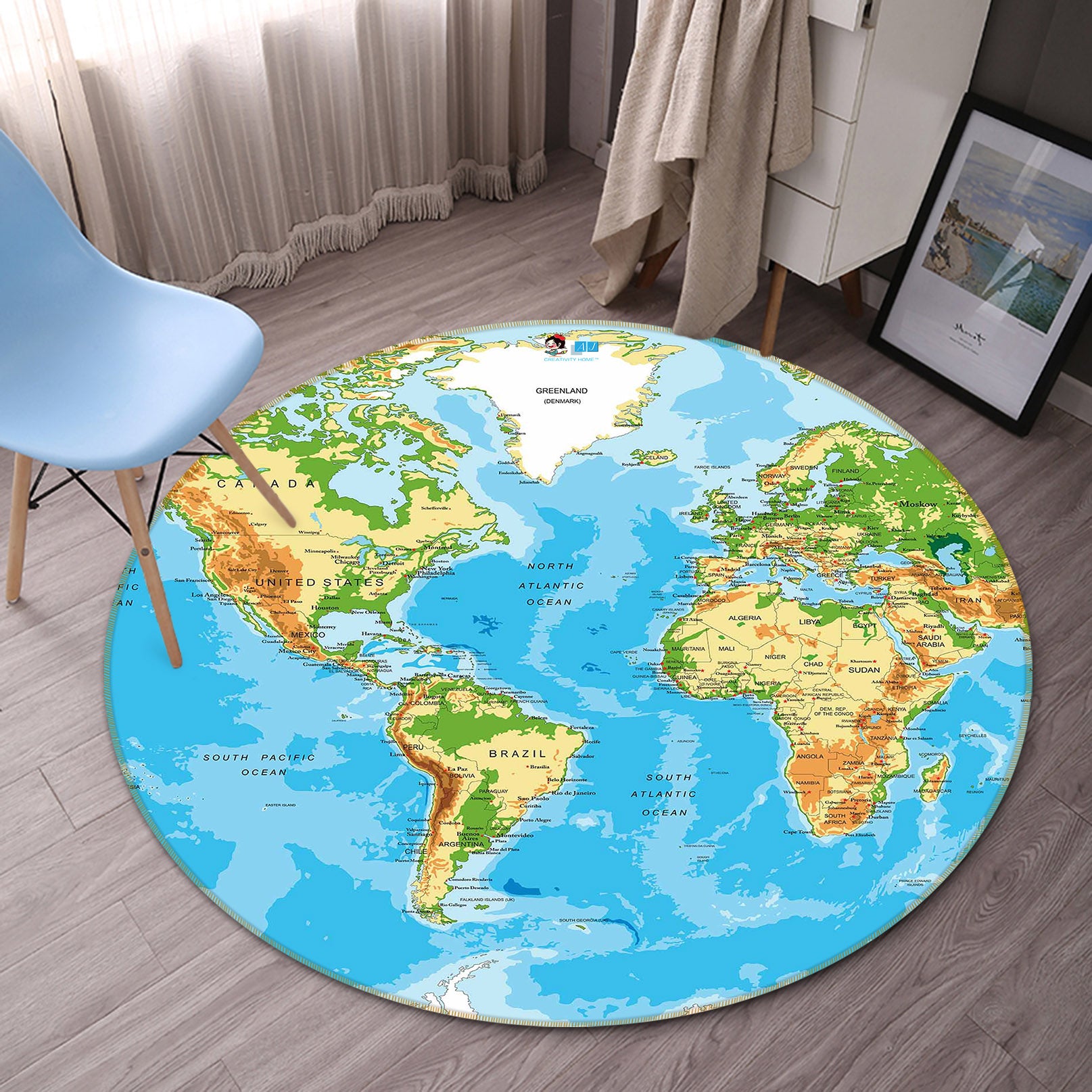 3D Map 72114 Round Non Slip Rug Mat