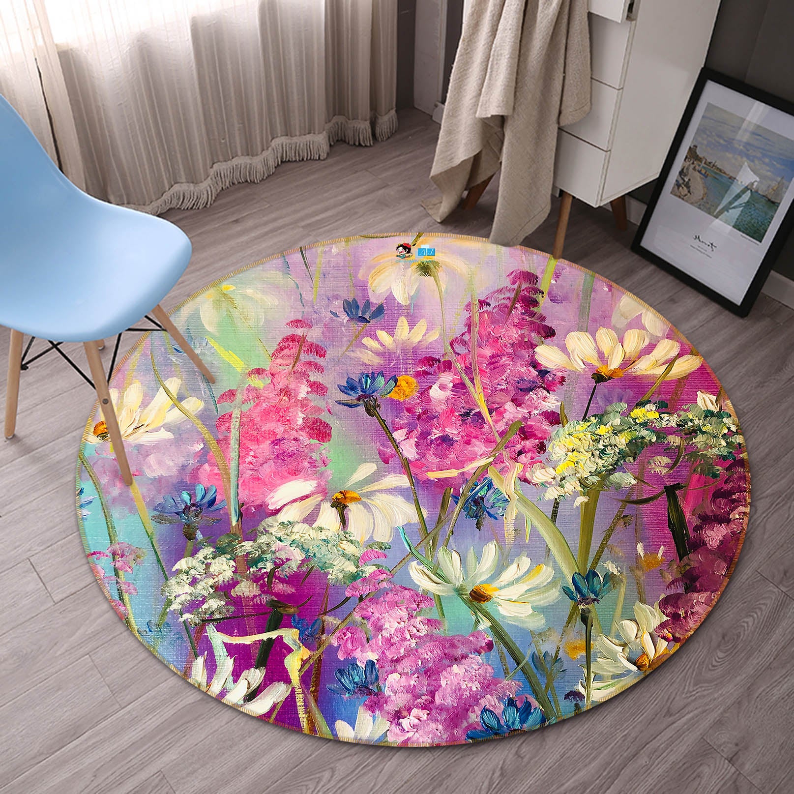 3D Flower Species 862 Skromova Marina Rug Round Non Slip Rug Mat