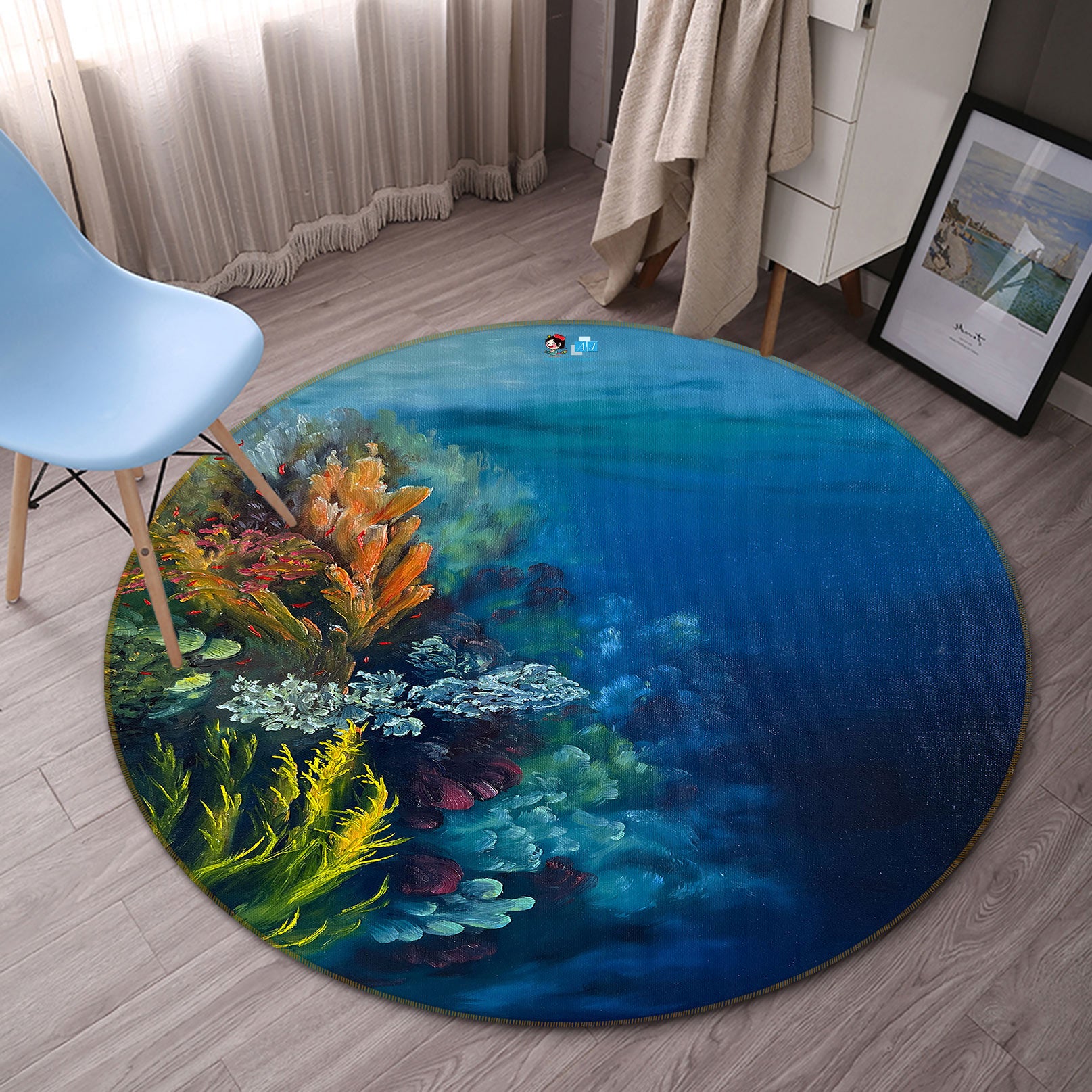 3D Coral Sea 9723 Marina Zotova Rug Round Non Slip Rug Mat