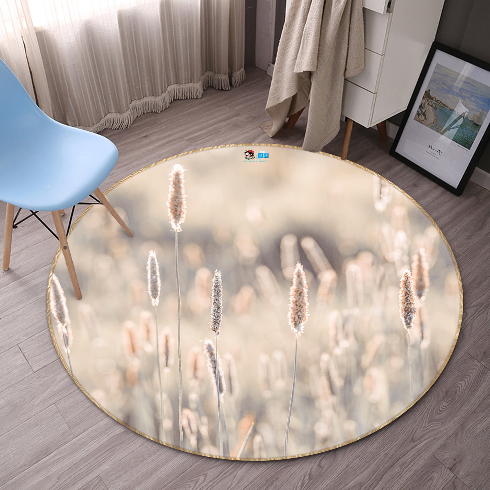 3D Hazy Grass 7342 Assaf Frank Rug Round Non Slip Rug Mat