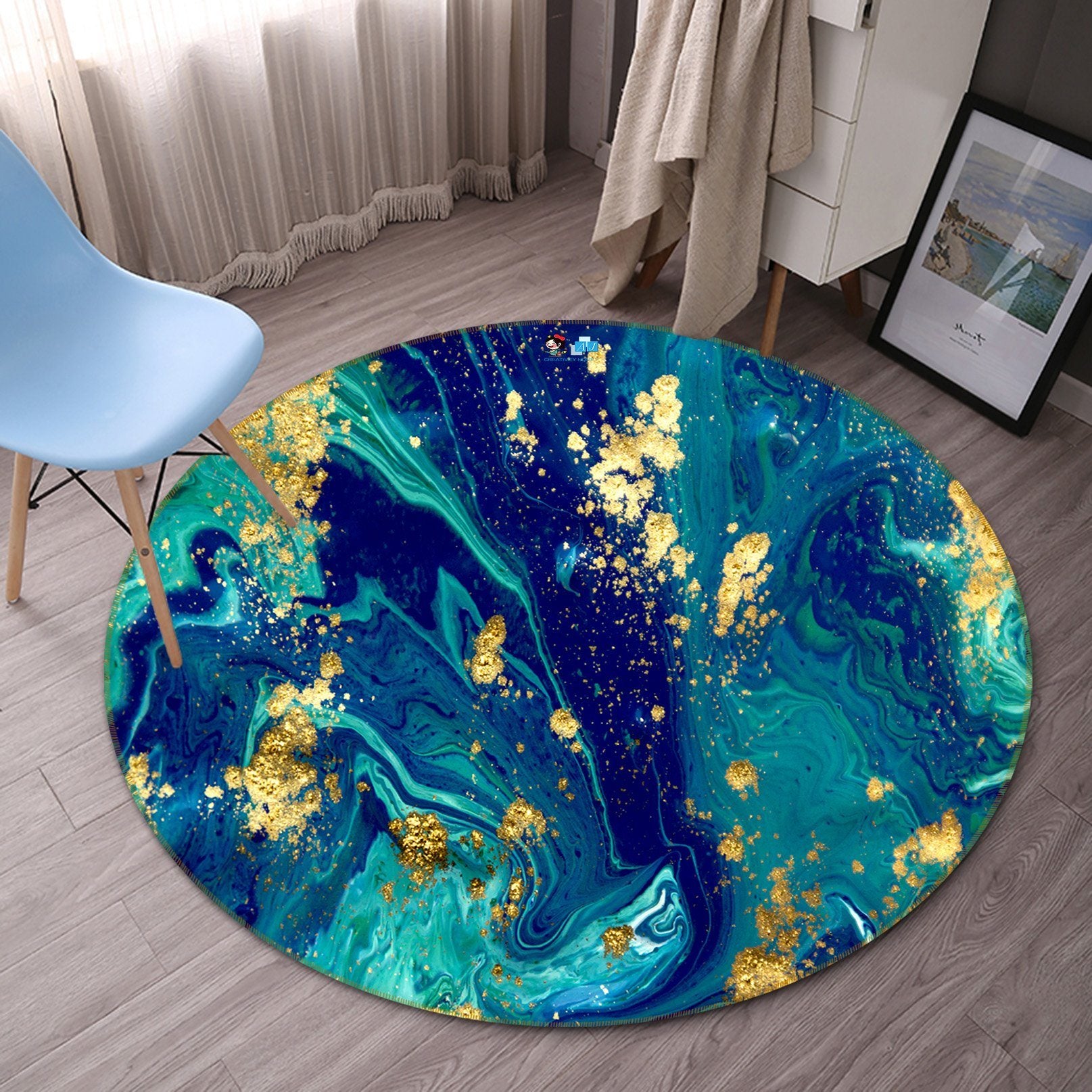 3D Senior Green Pattern 551 Round Non Slip Rug Mat Mat AJ Creativity Home