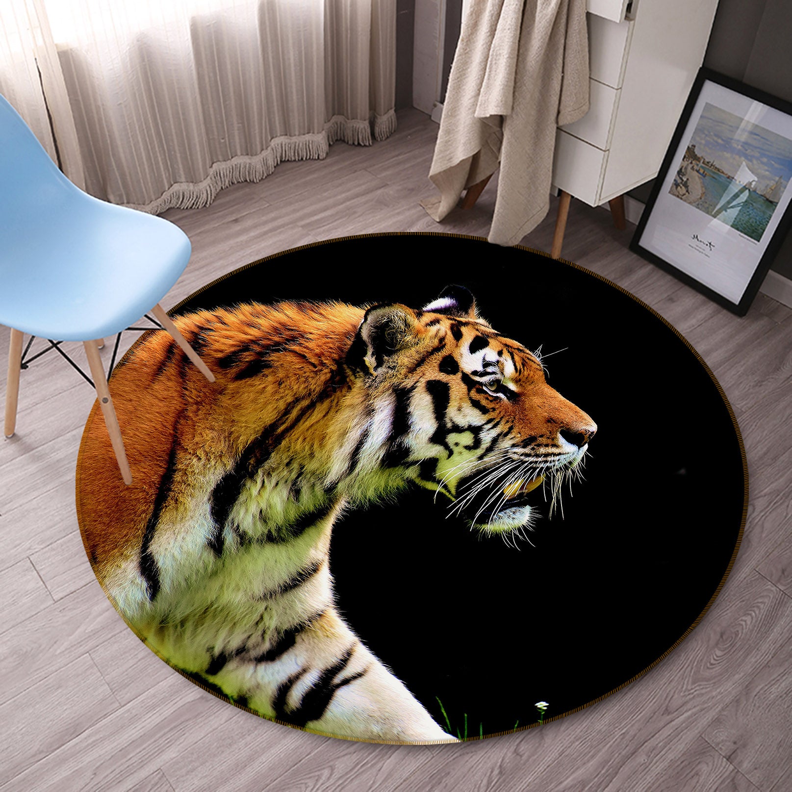 3D Tiger 82054 Animal Round Non Slip Rug Mat