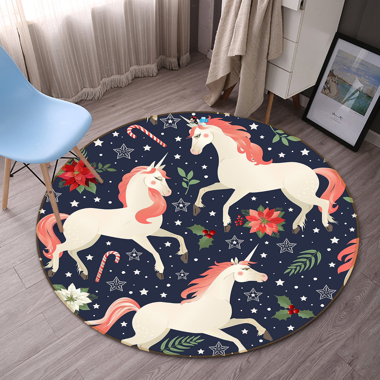 3D Unicorn 81048 Round Non Slip Rug Mat