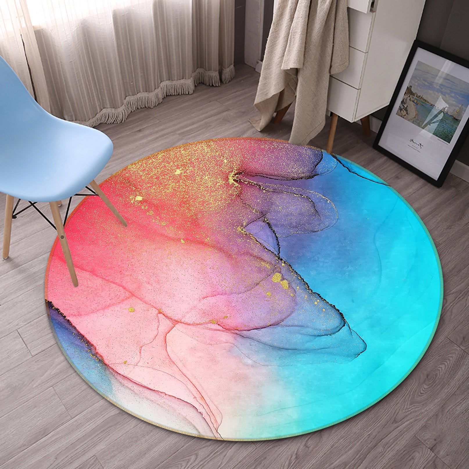 3D Color Pattern 71231 Round Non Slip Rug Mat