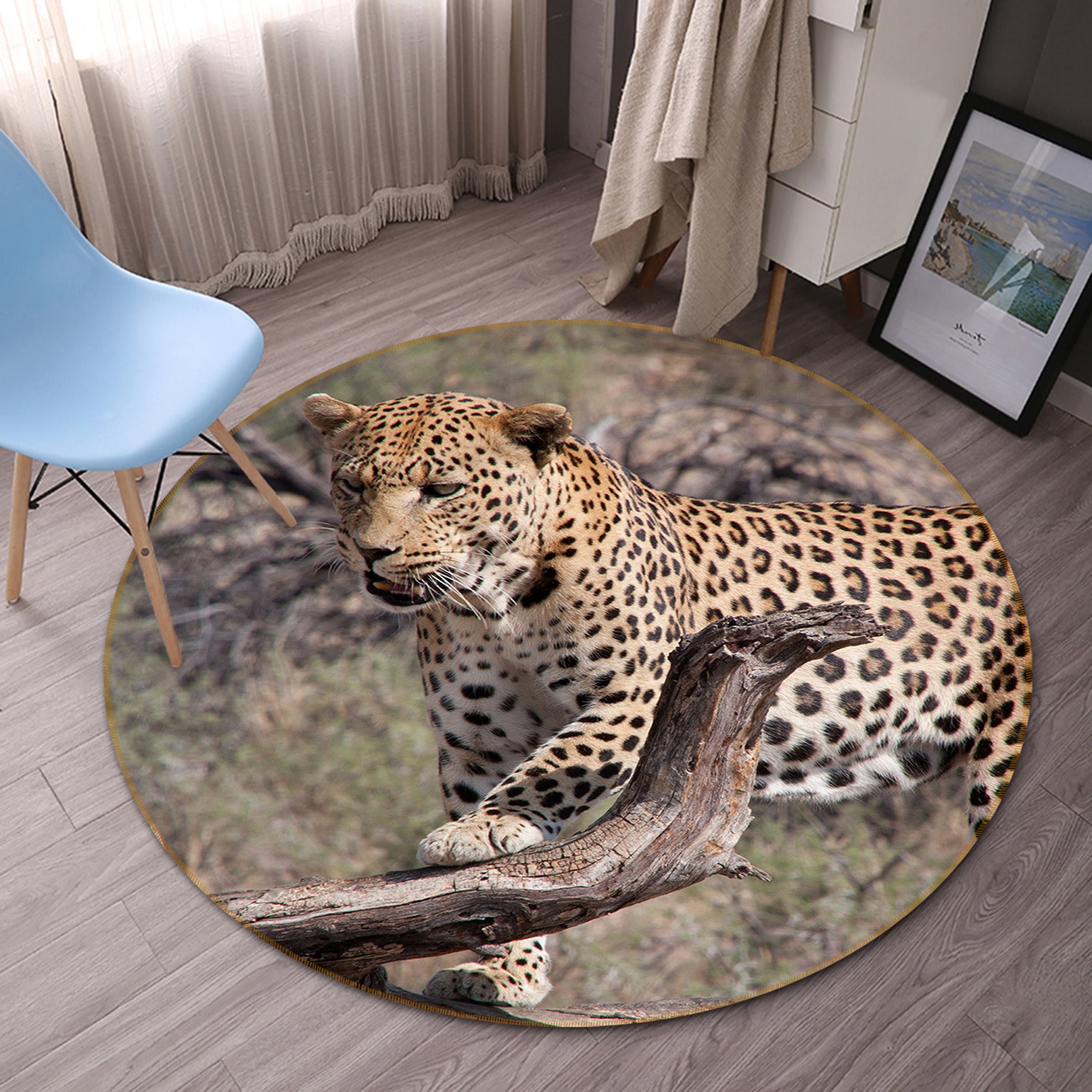 3D South Africa 82272 Animal Round Non Slip Rug Mat