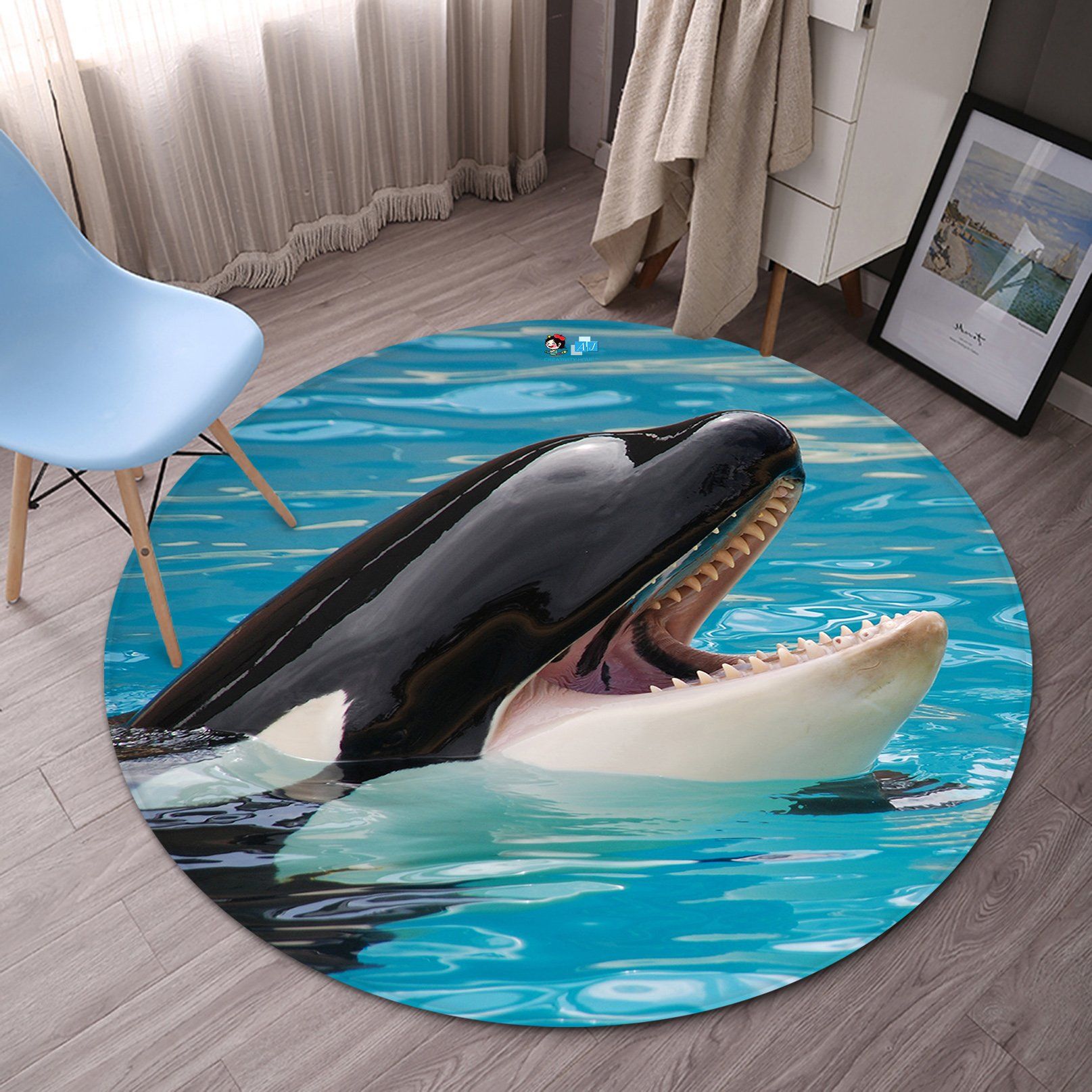 3D Dolphin 5764 Round Non Slip Rug Mat Mat AJ Creativity Home
