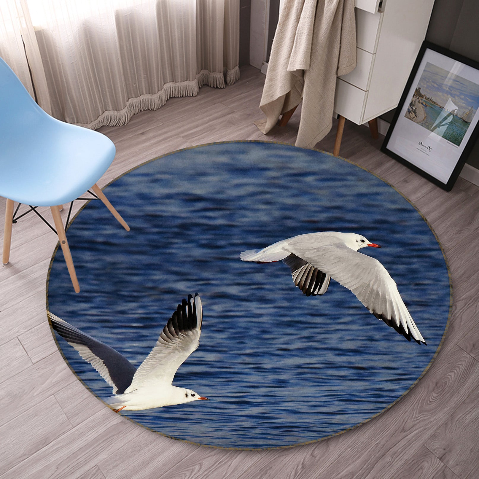 3D Seagull 82044 Animal Round Non Slip Rug Mat